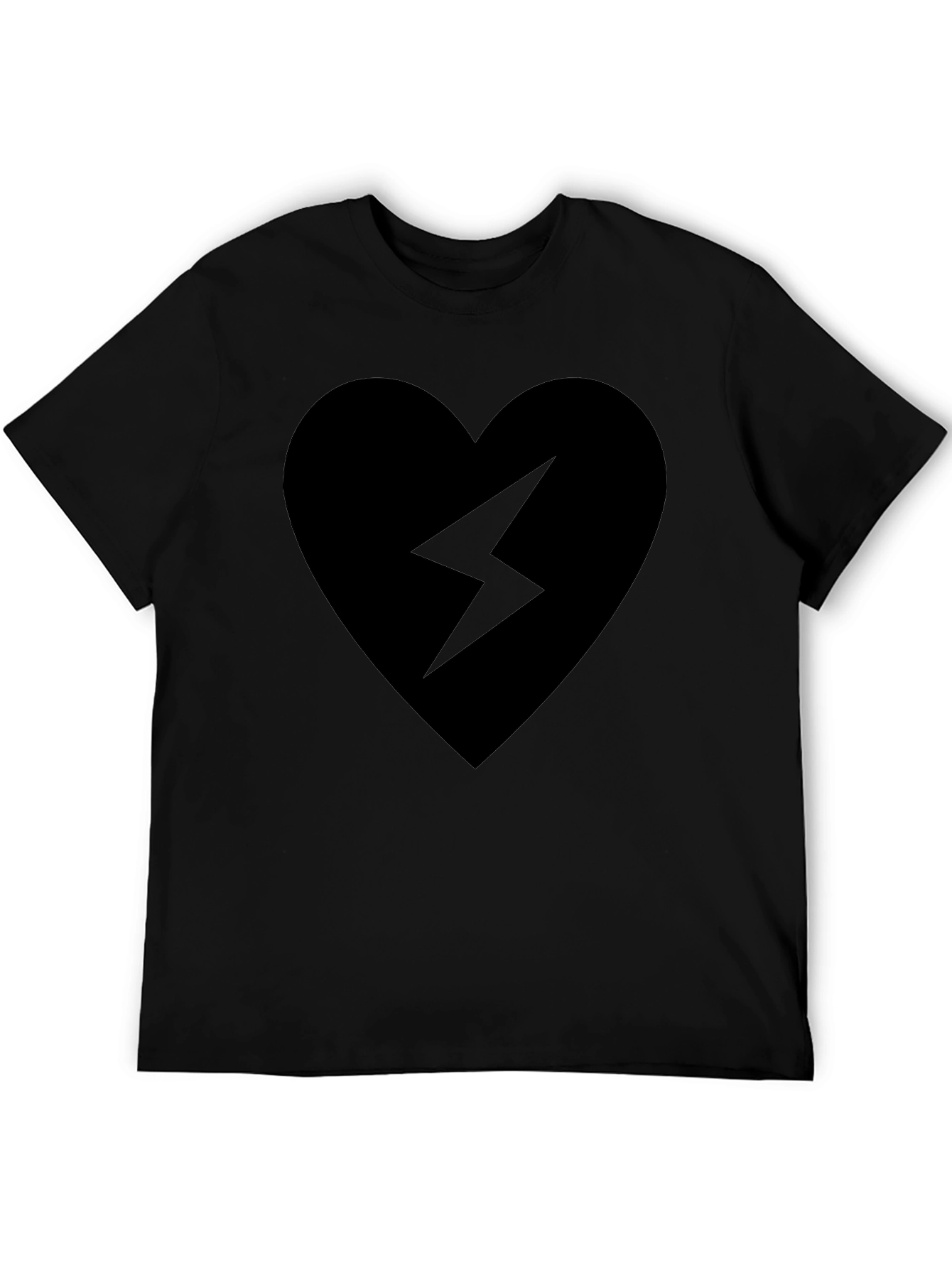 Black Heart Lightning Bolt Graphic T-Shirt