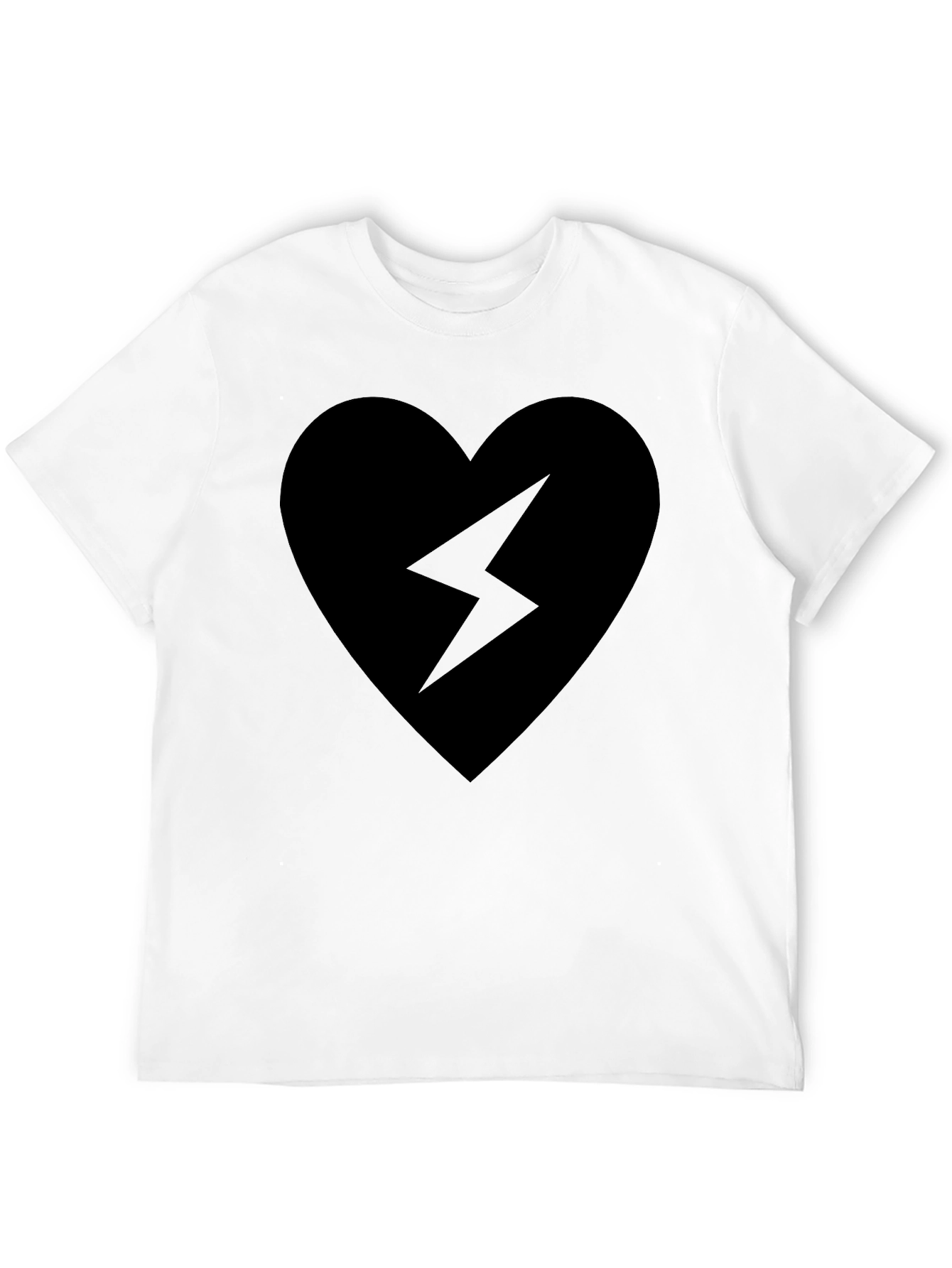 Black Heart Lightning Bolt Graphic T-Shirt