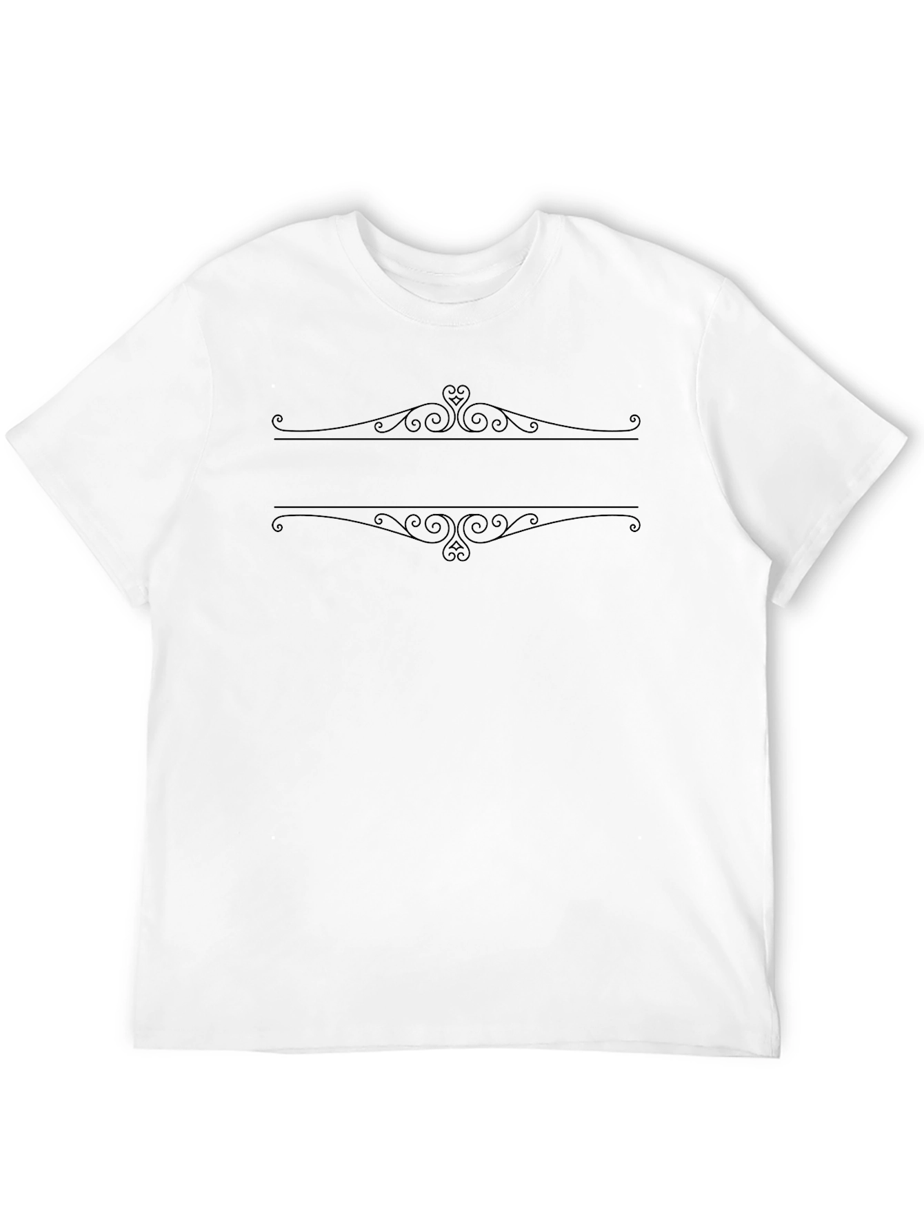 Mens Black Graphic Tee - Ornamental Design