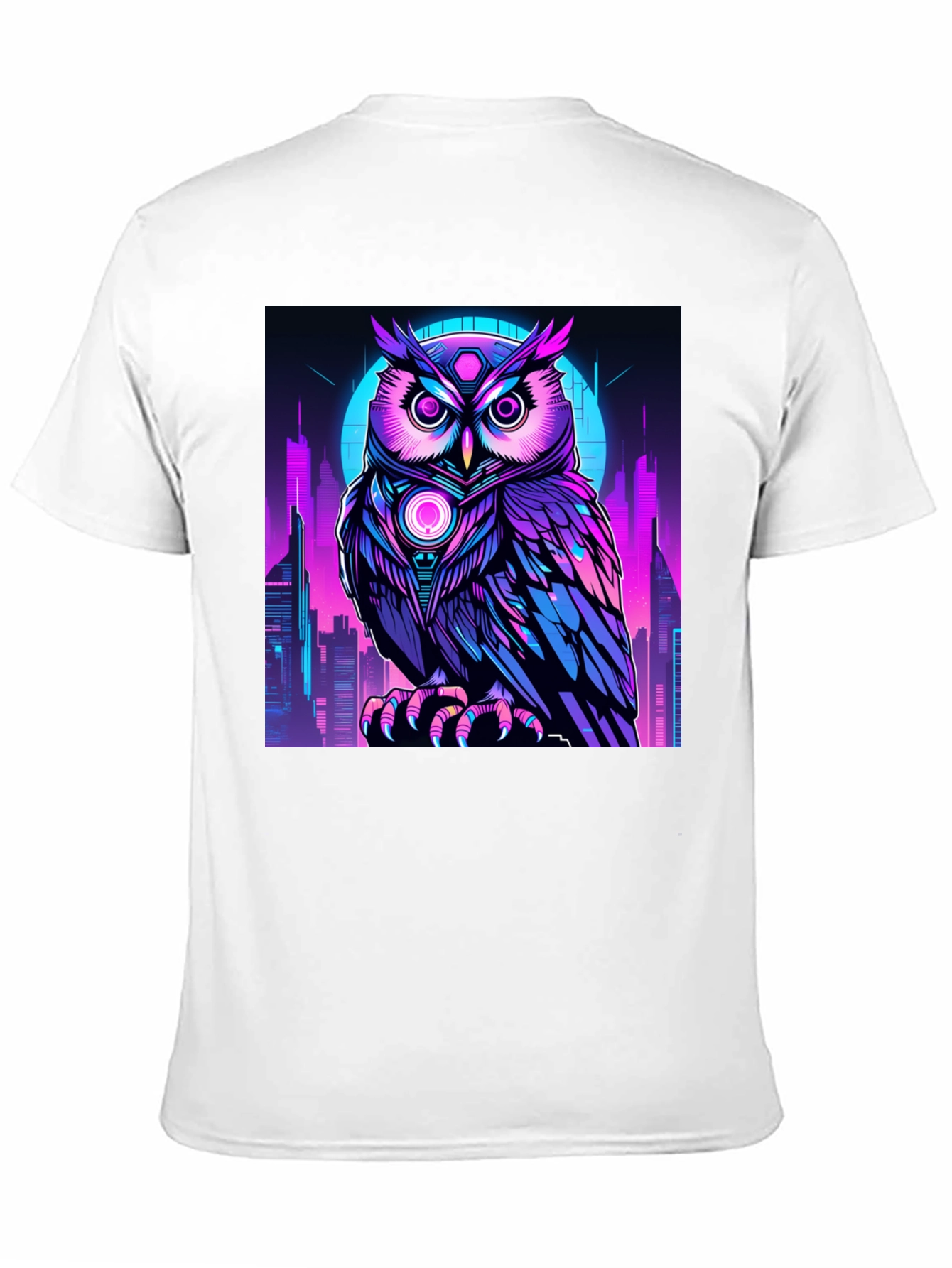 Cyberpunk Owl T-Shirt: Neon City Nocturnal Design