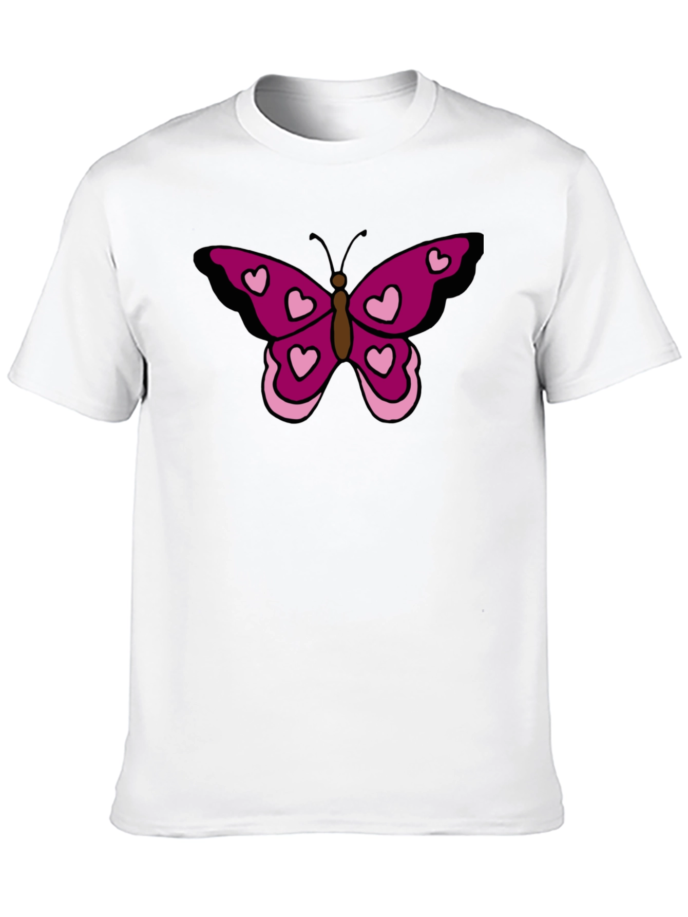 Butterfly Heart Graphic Tee - Black Cotton Casual Shirt