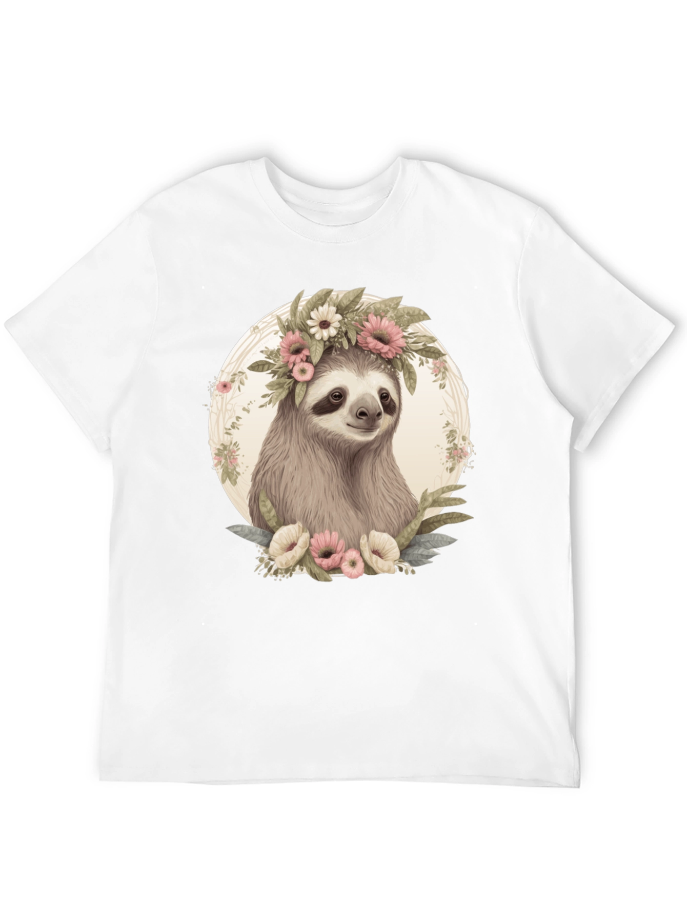 Sloth with Flower Crown Graphic Tee