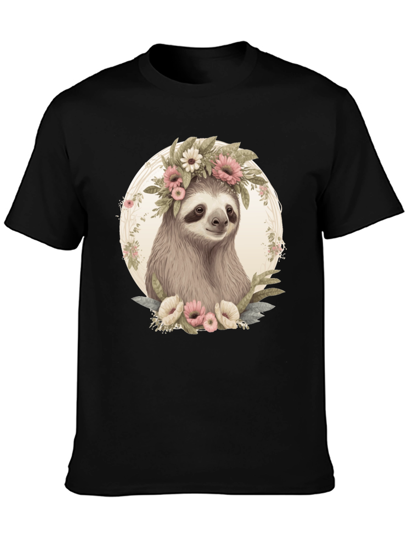 Sloth with Flower Crown Graphic Tee