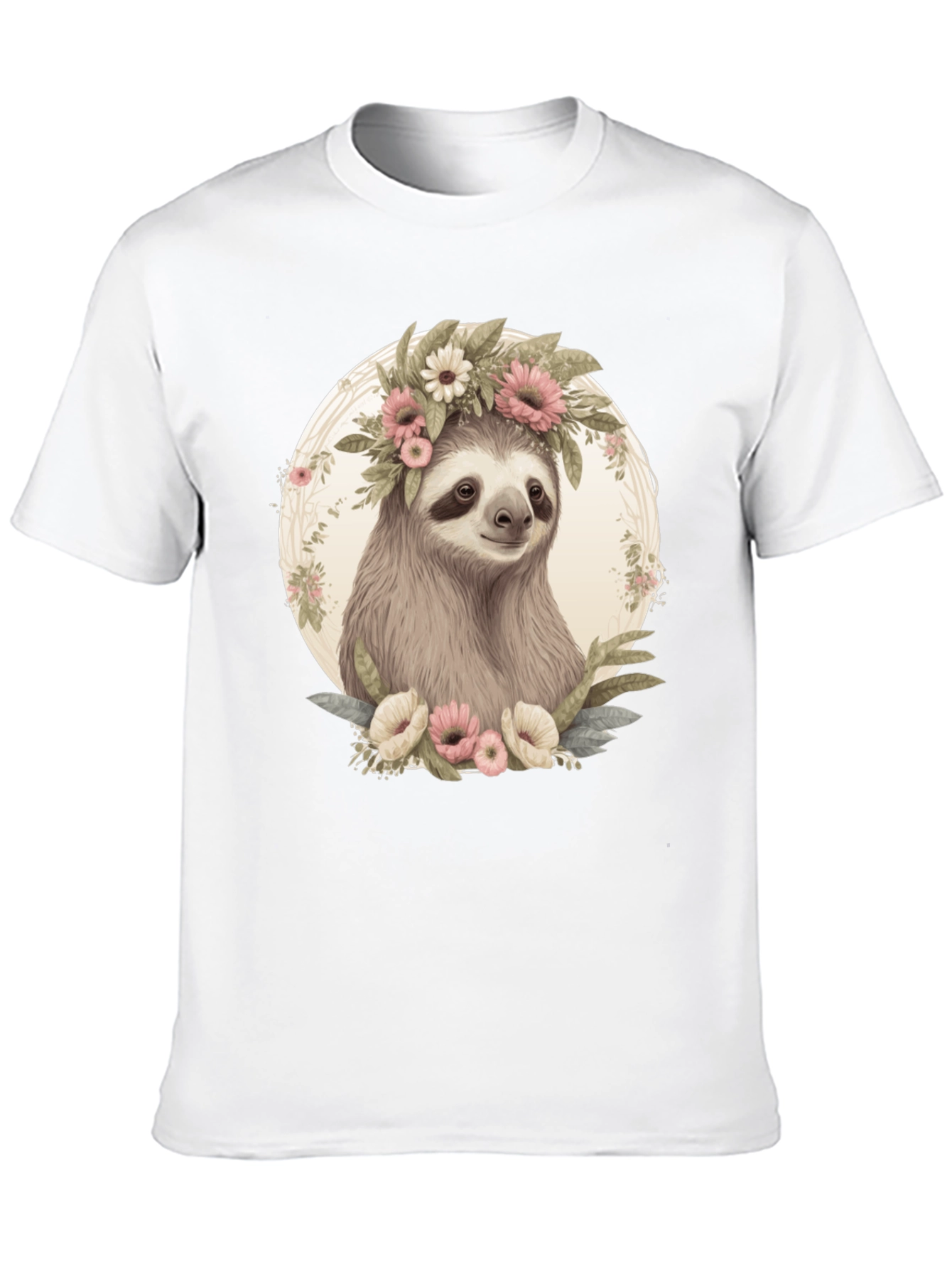 Sloth with Flower Crown Graphic Tee