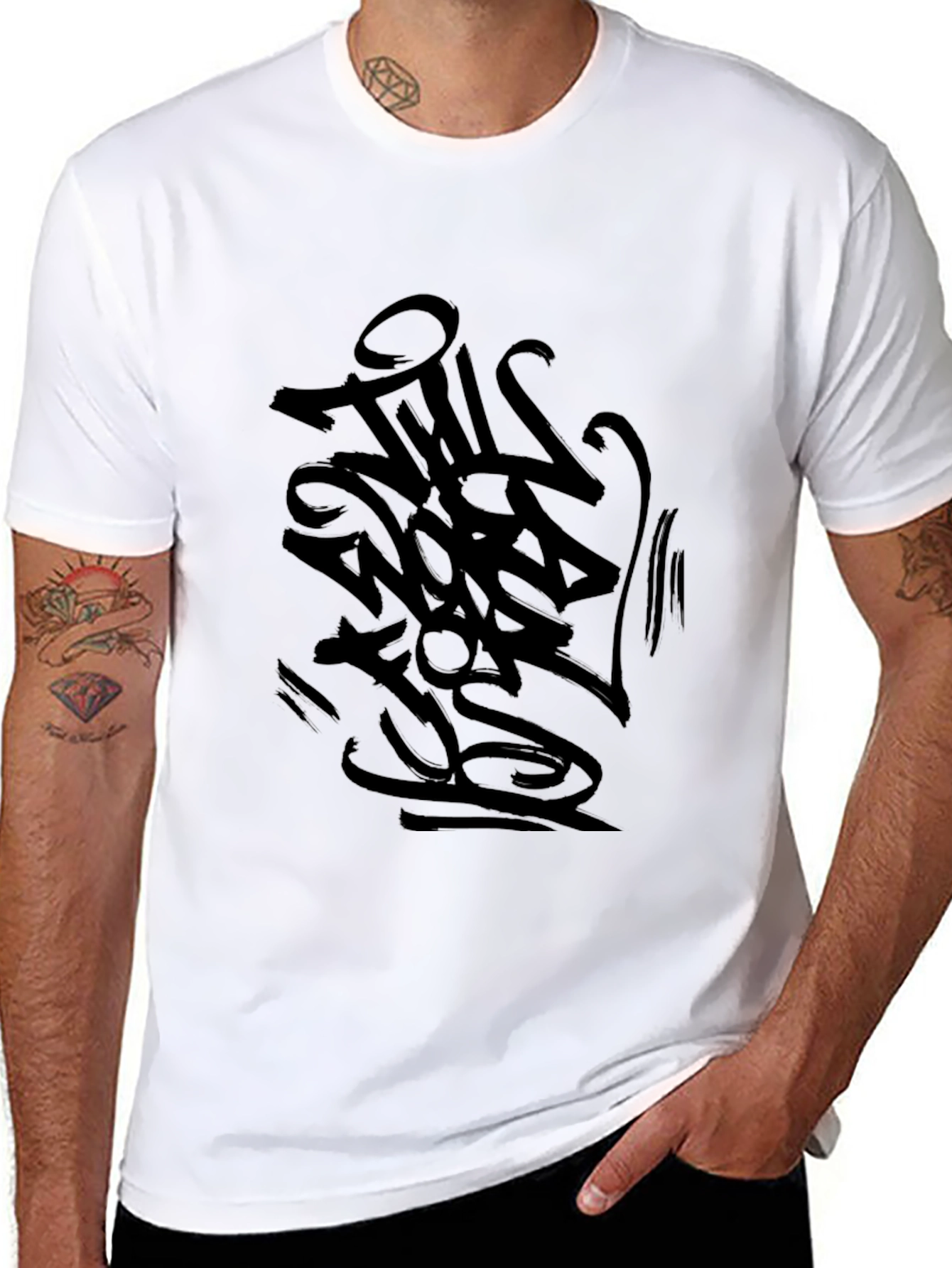 Mens Black Graphic Print T-Shirt - Urban Style