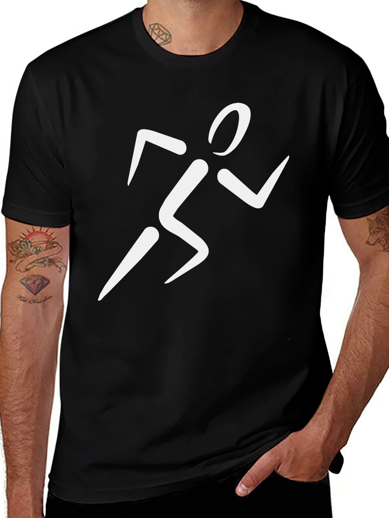 Runner Graphic T-Shirt - Black Cotton Tee