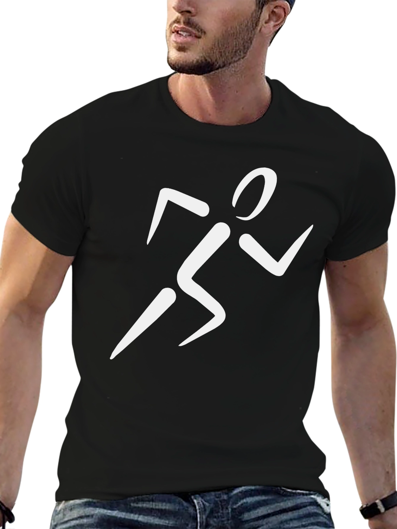 Runner Graphic T-Shirt - Black Cotton Tee