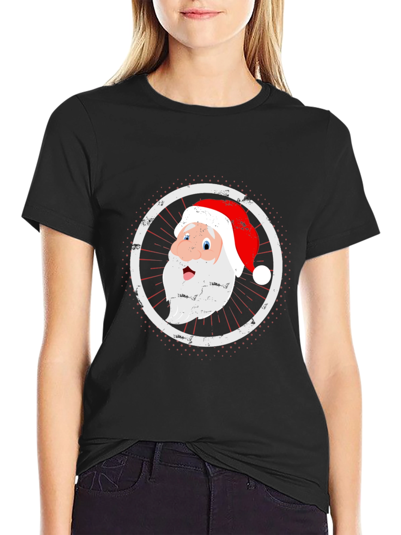 Santa Graphic Black T-Shirt