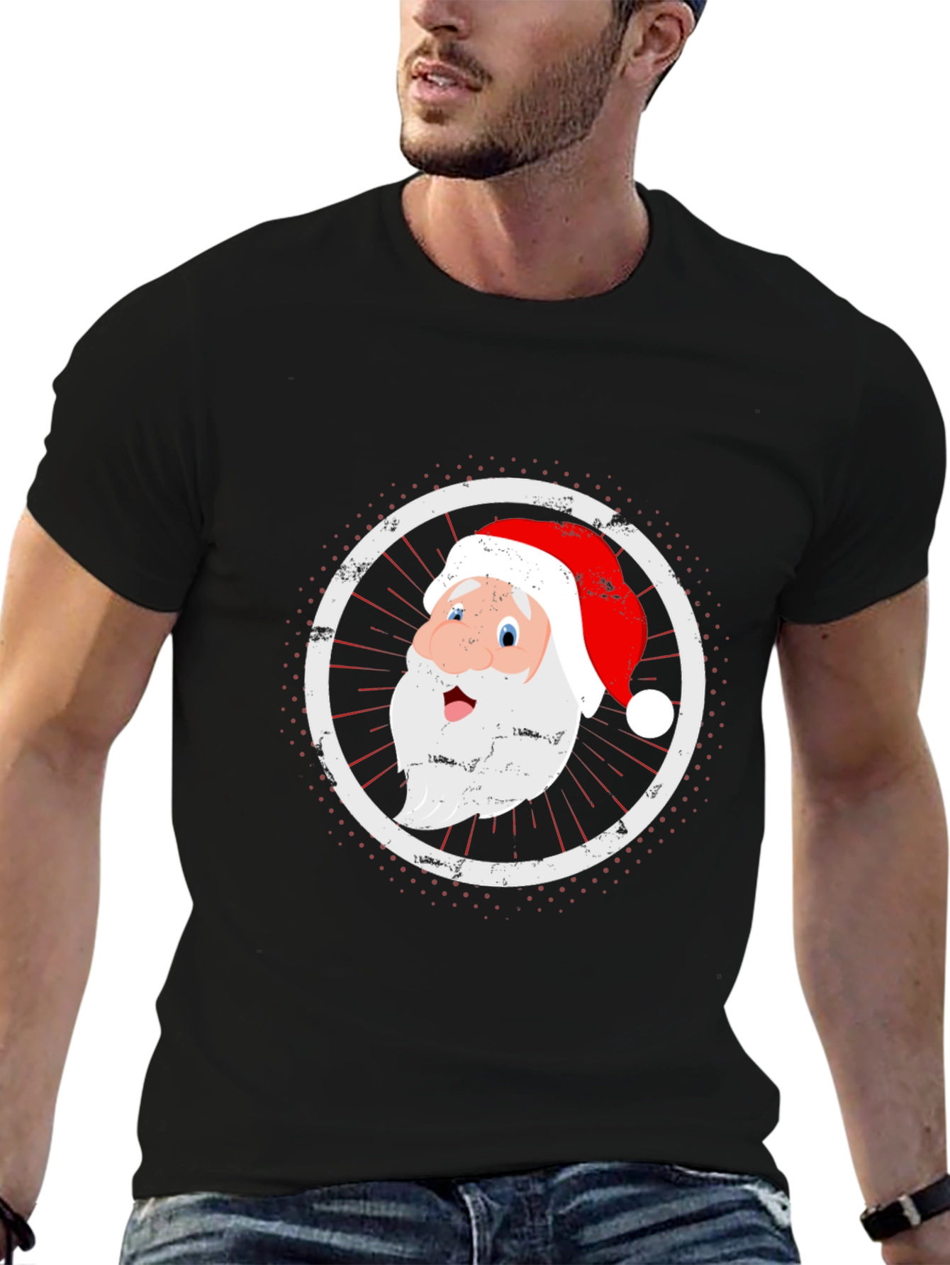 Santa Graphic Black T-Shirt