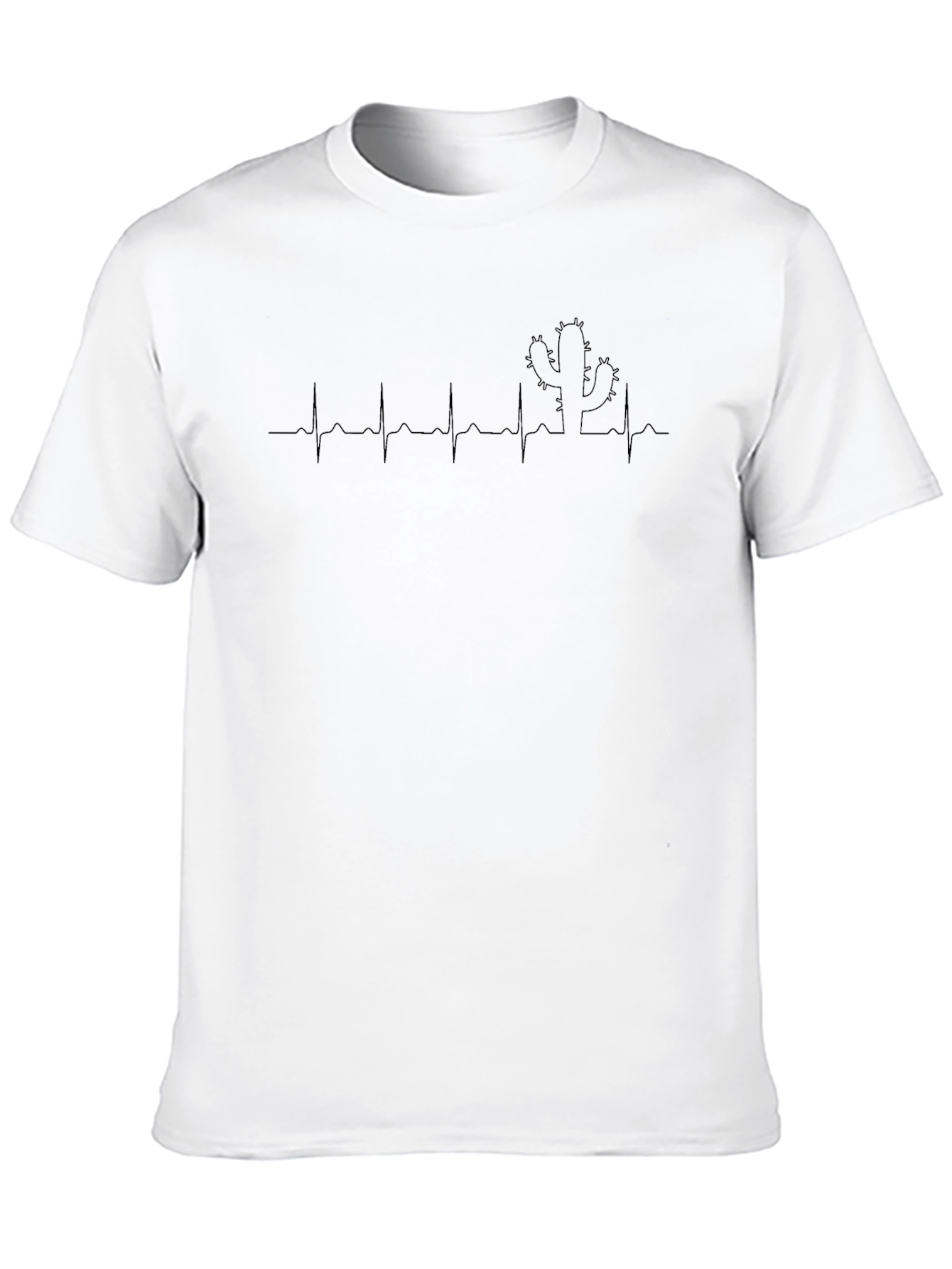 Mens Black Cactus Heartbeat T-Shirt