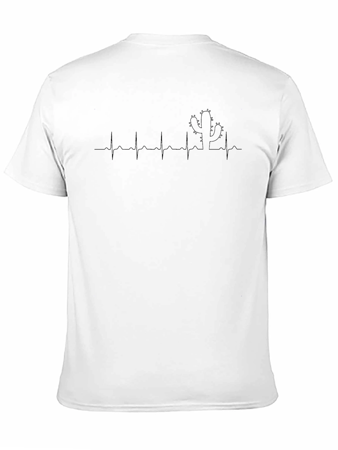 Mens Black Cactus Heartbeat T-Shirt