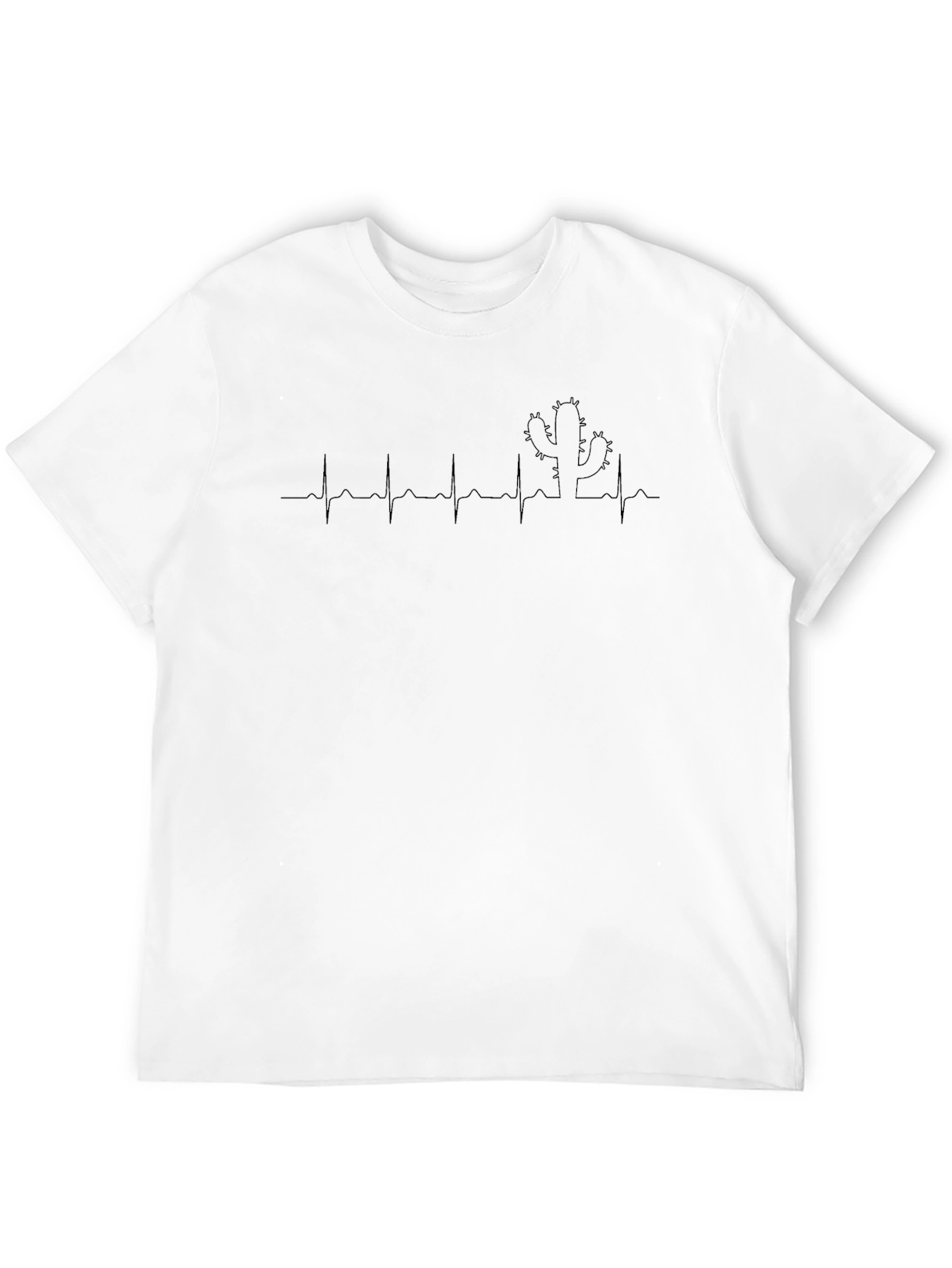 Mens Black Cactus Heartbeat T-Shirt