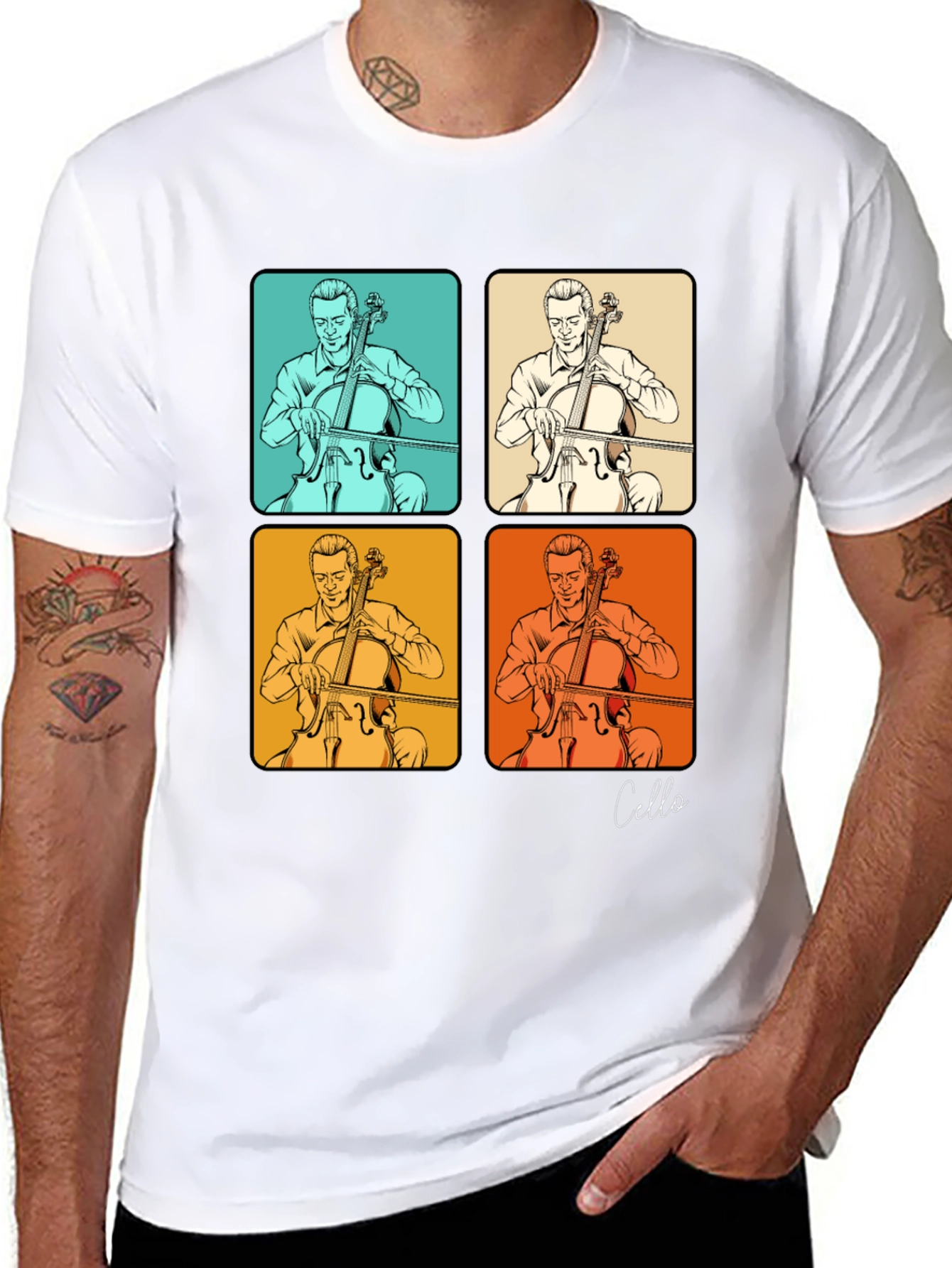 Cello Player T-Shirt - Retro Pop Art Design
