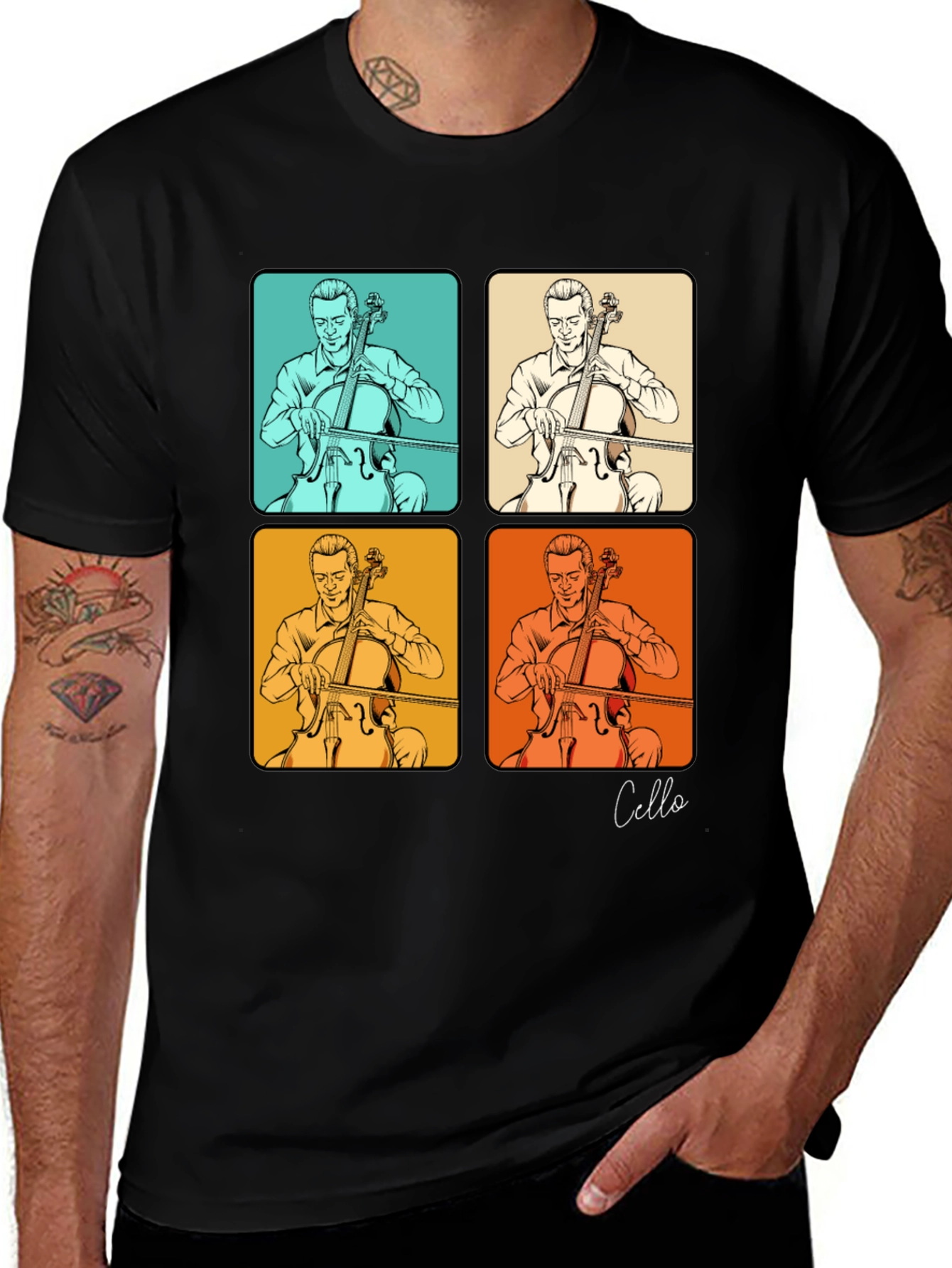 Cello Player T-Shirt - Retro Pop Art Design