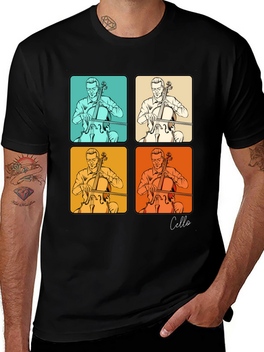 Cello Player T-Shirt - Retro Pop Art Design