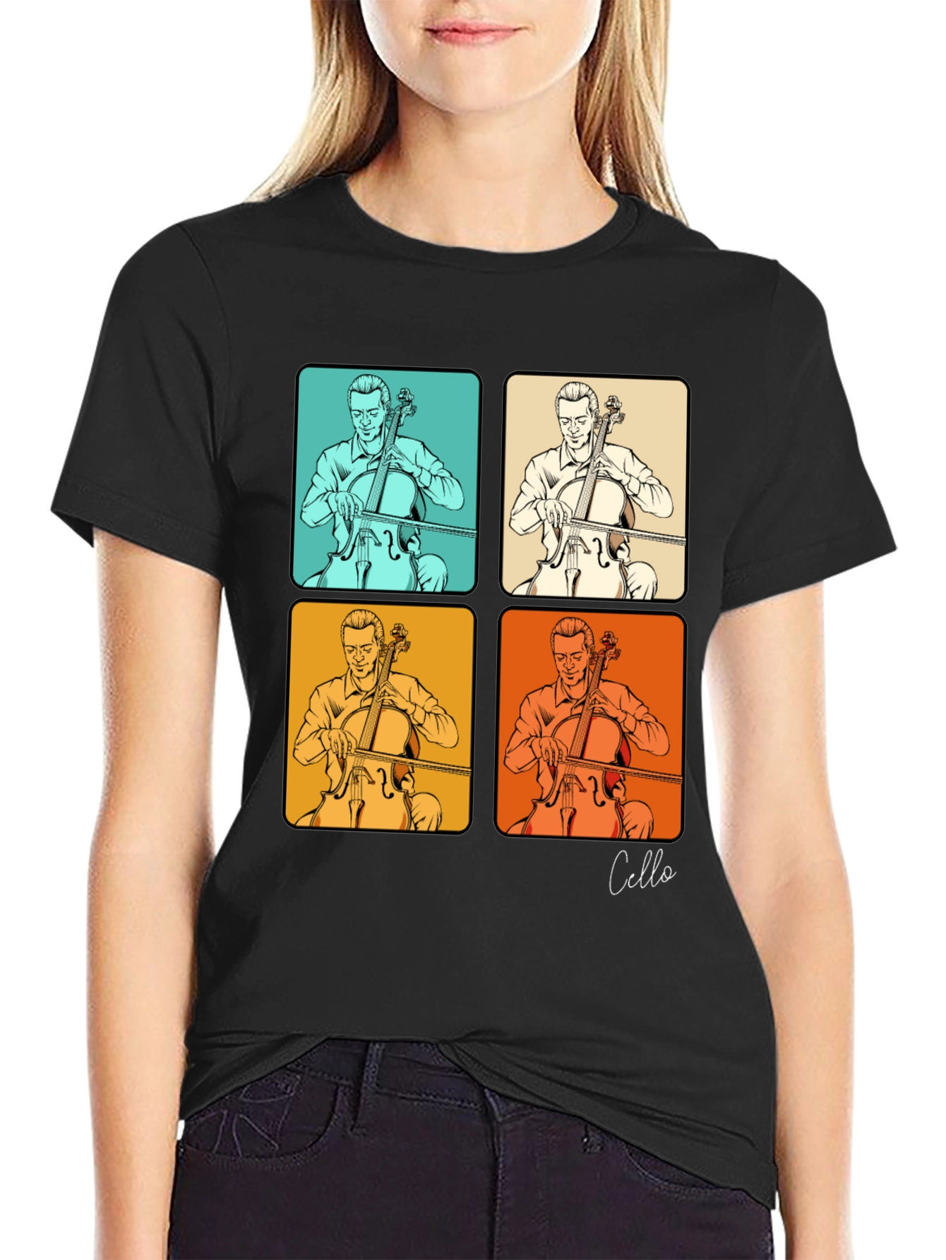 Cello Player T-Shirt - Retro Pop Art Design