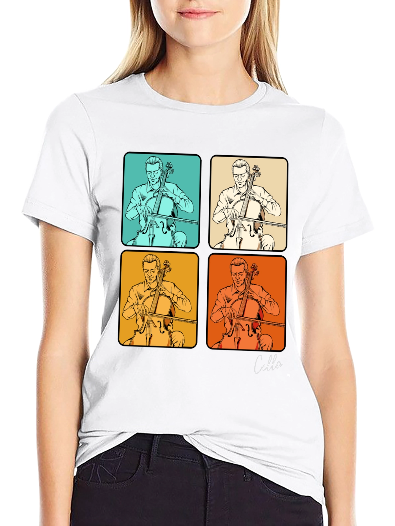 Cello Player T-Shirt - Retro Pop Art Design