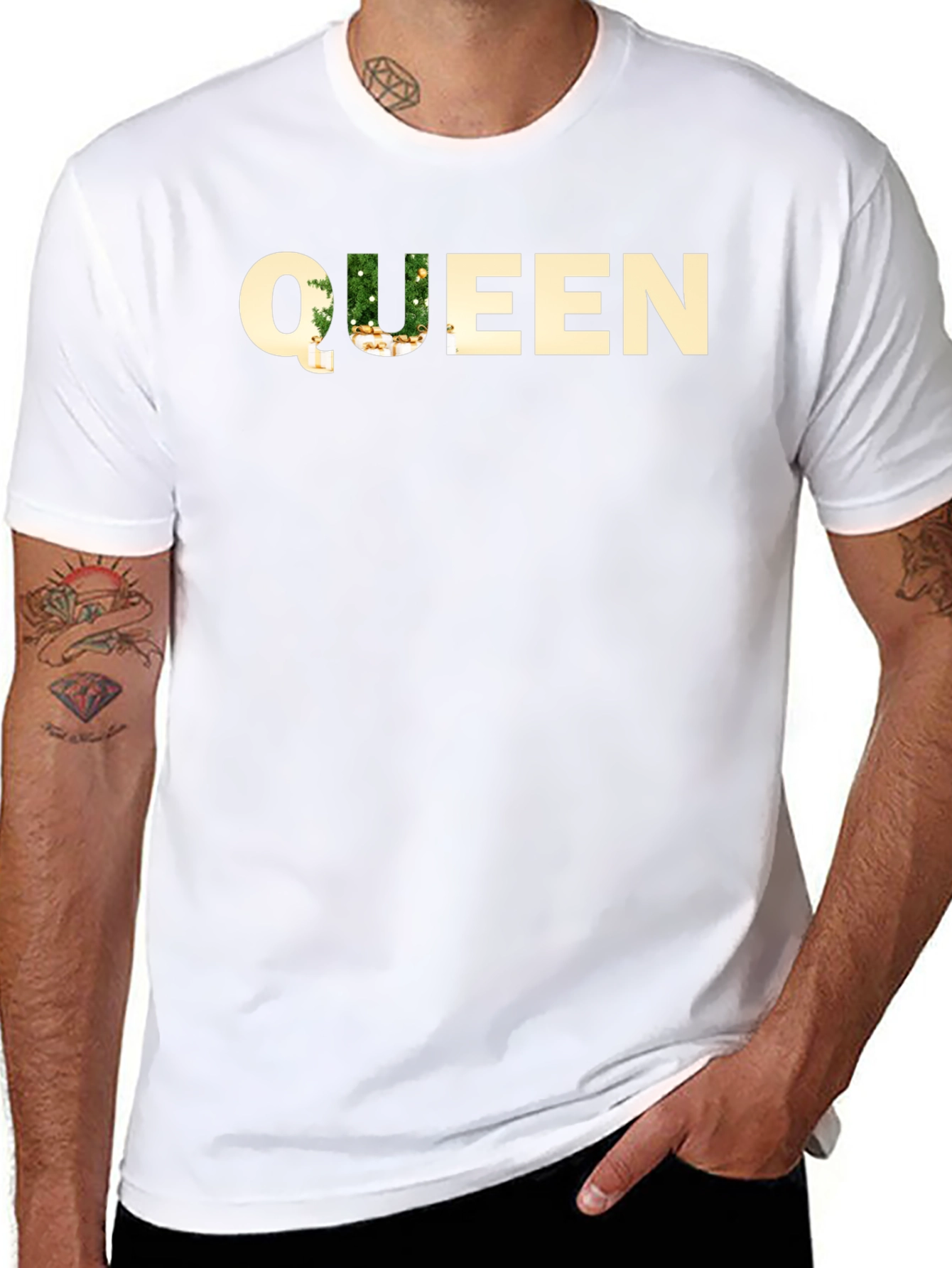 Queen Christmas Tree Black T-Shirt