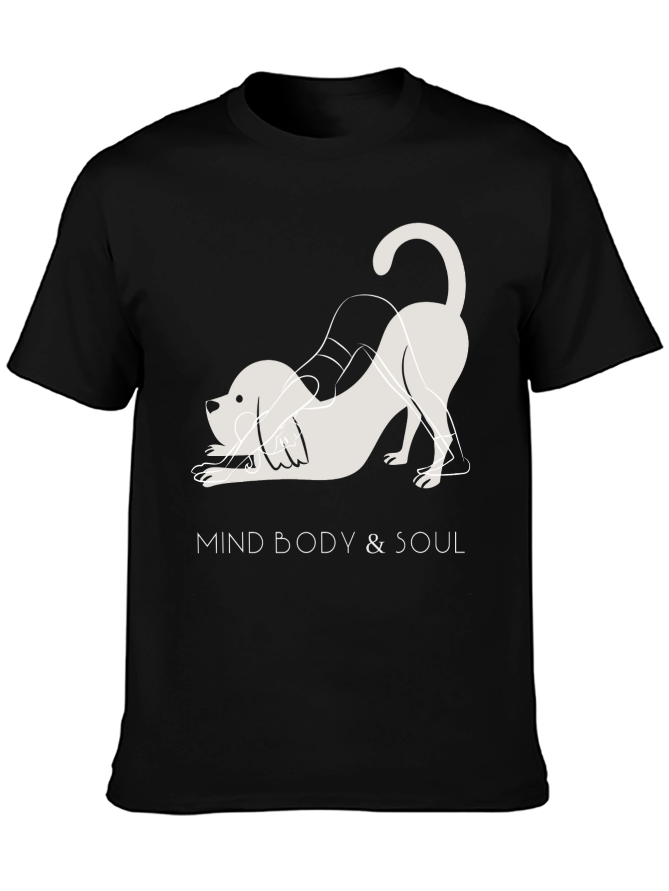 Mind Body & Soul Yoga Dog Black T-Shirt
