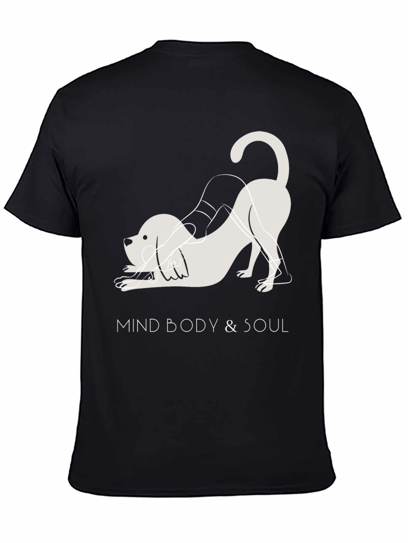 Mind Body & Soul Yoga Dog Black T-Shirt