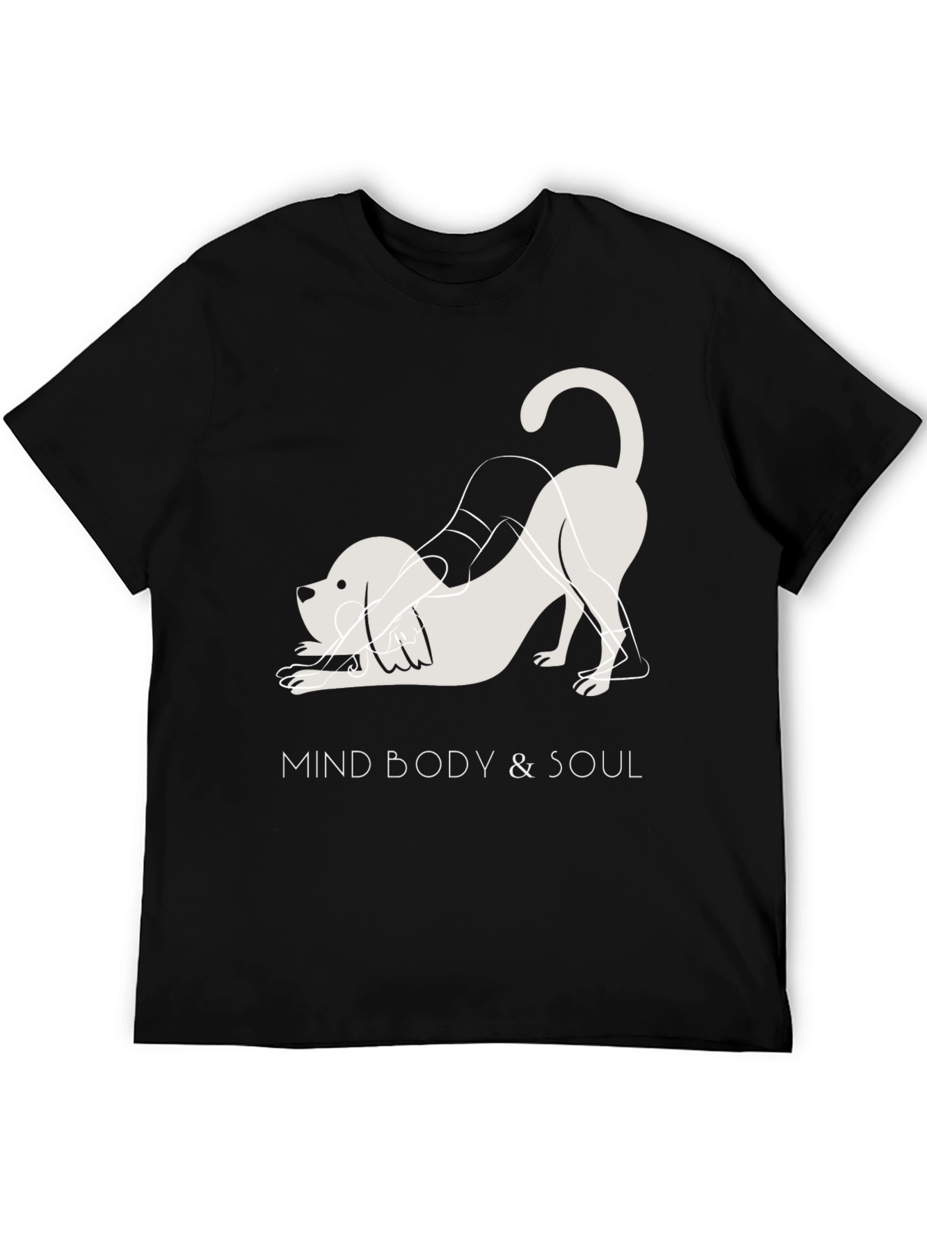 Mind Body & Soul Yoga Dog Black T-Shirt