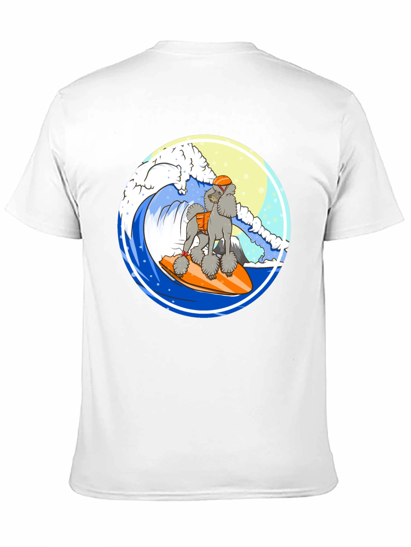Surfing Poodle Black T-Shirt