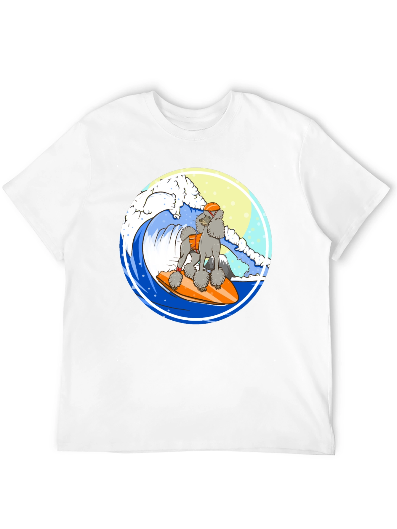Surfing Poodle Black T-Shirt
