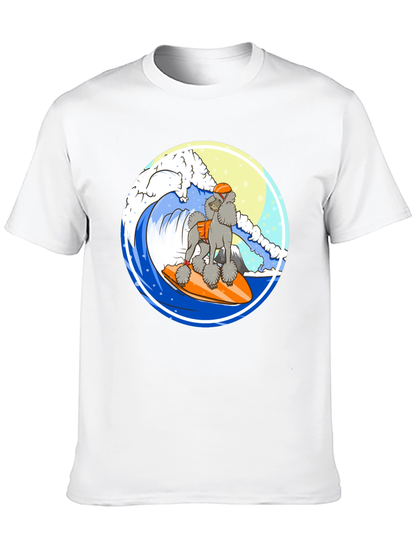 Surfing Poodle Black T-Shirt