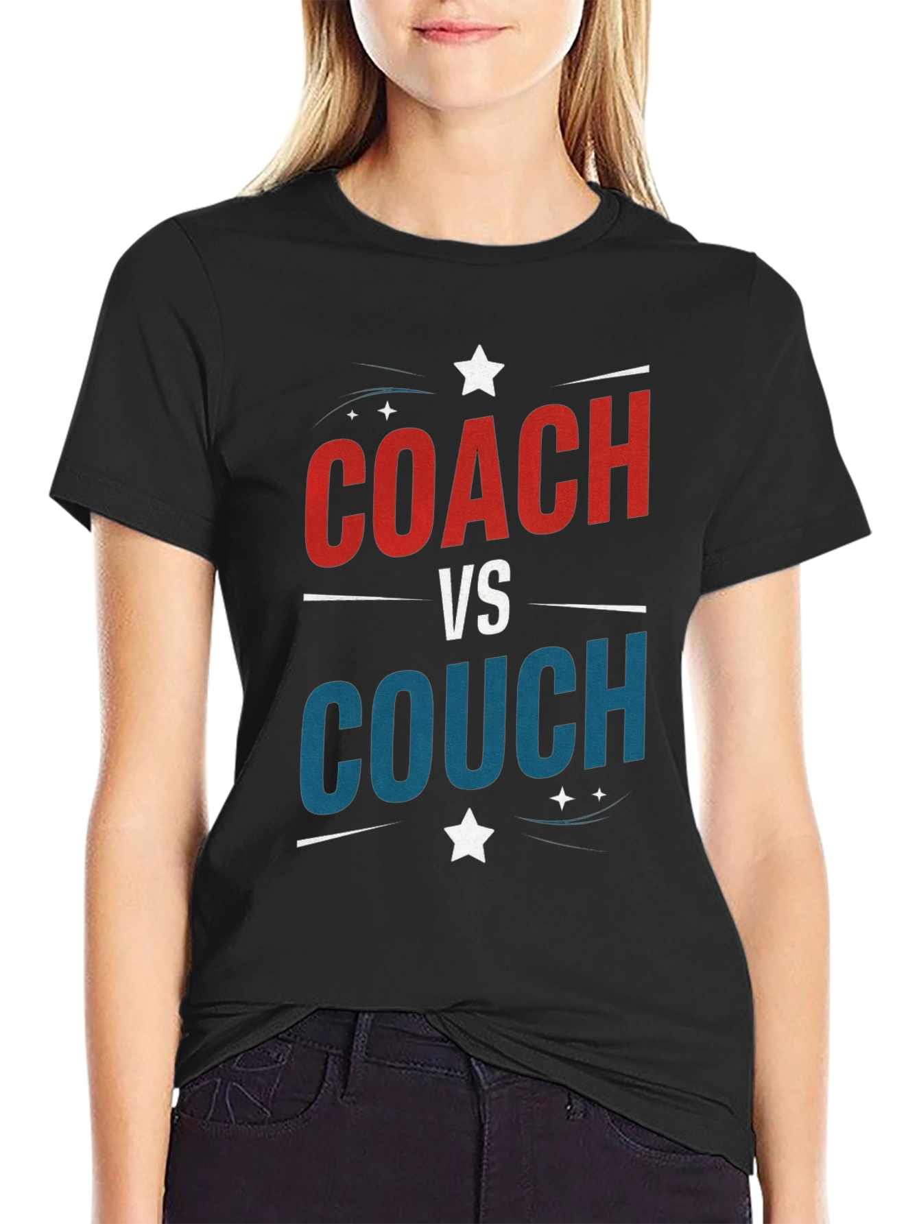 Coach vs Couch Black T-Shirt