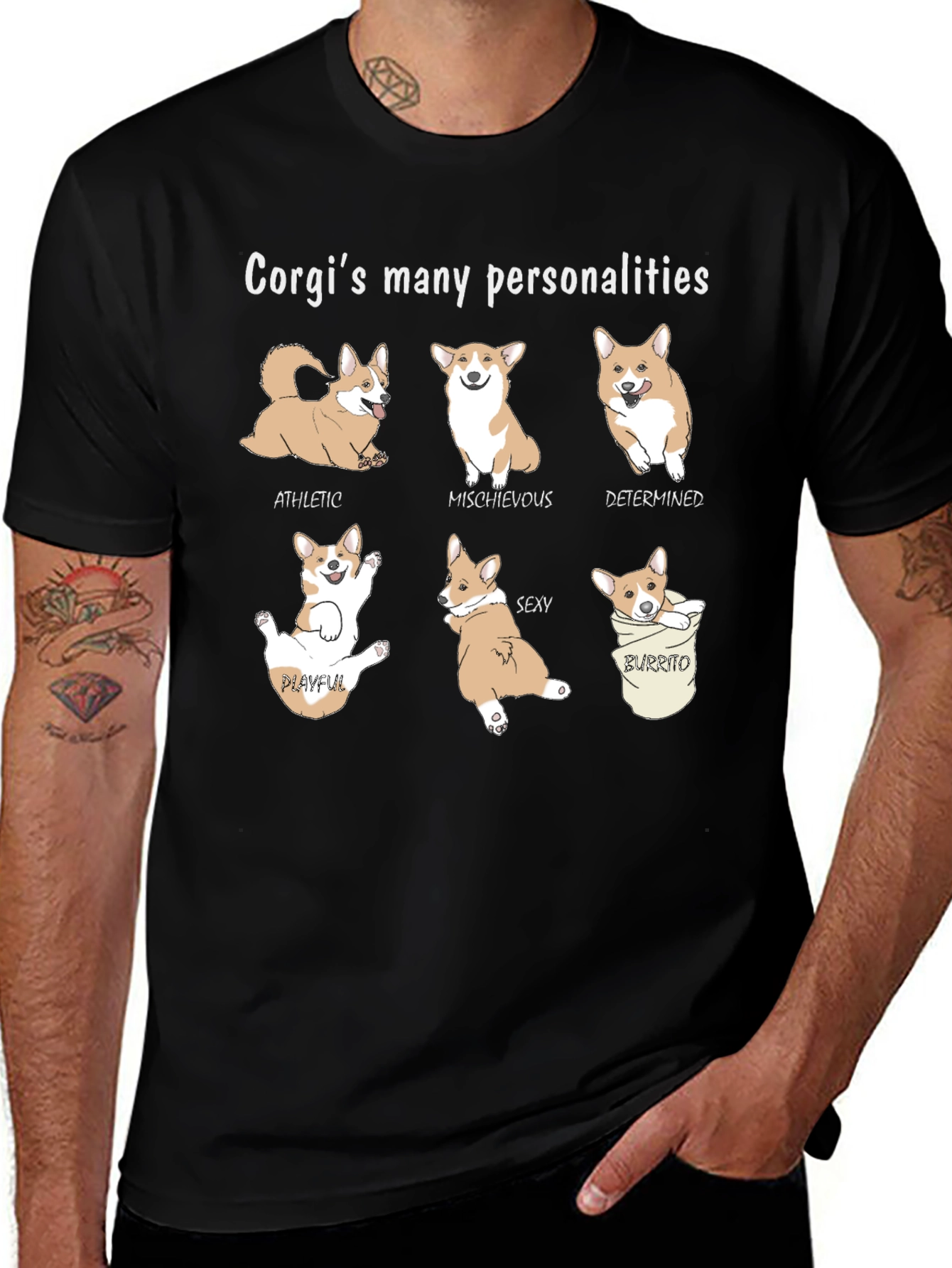 Corgi Personalities Graphic Tee