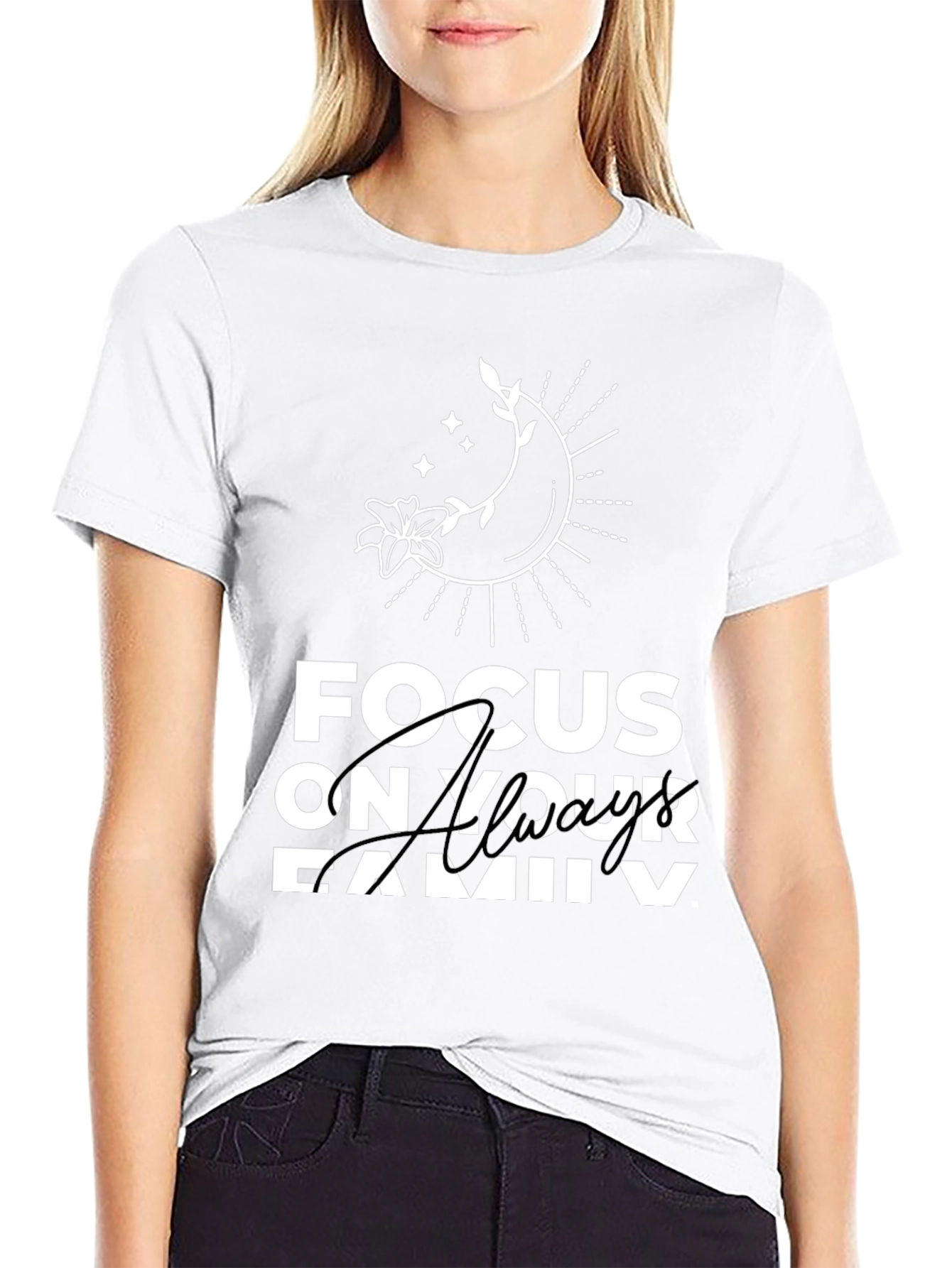 Focus On Your Family Graphic T-Shirt - Black