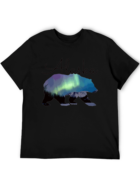 Alaska Bear Northern Lights Graphic T-Shirt