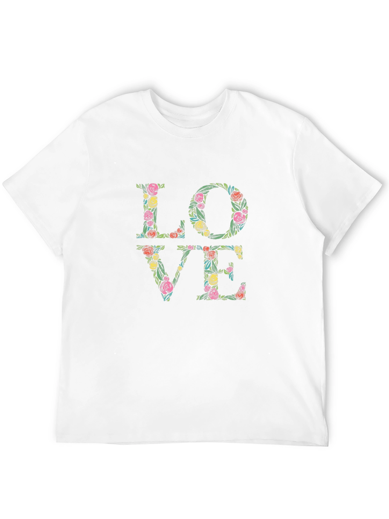 Floral LOVE Graphic T-Shirt - Stylish Black Tee