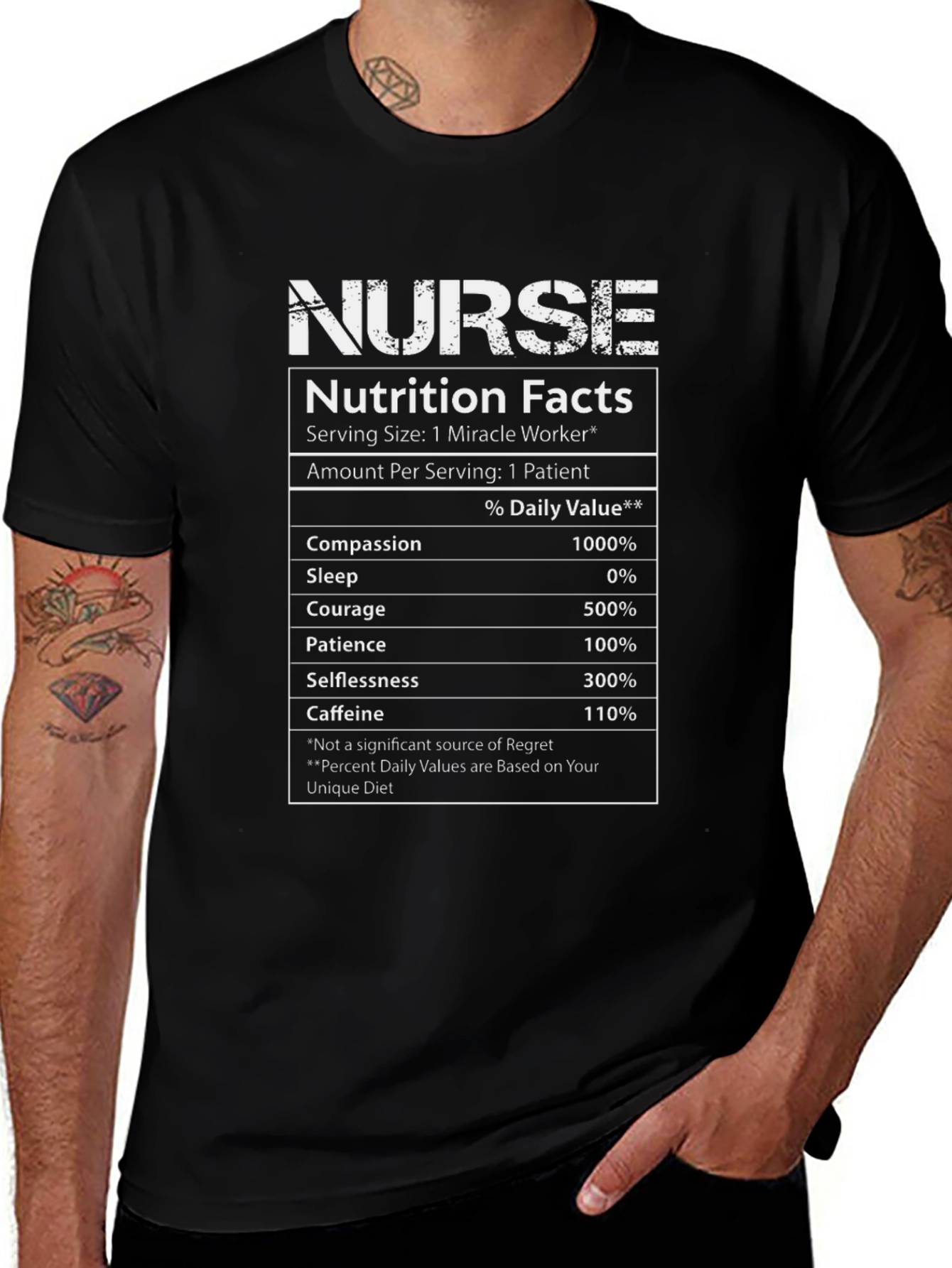 Nurse Nutrition Facts Graphic T-Shirt