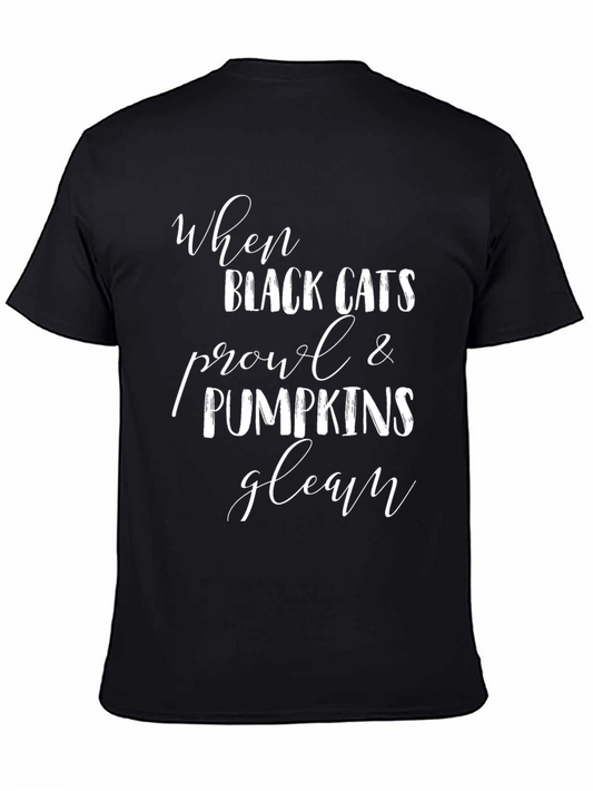 Halloween Black Cats & Pumpkins Graphic T-Shirt
