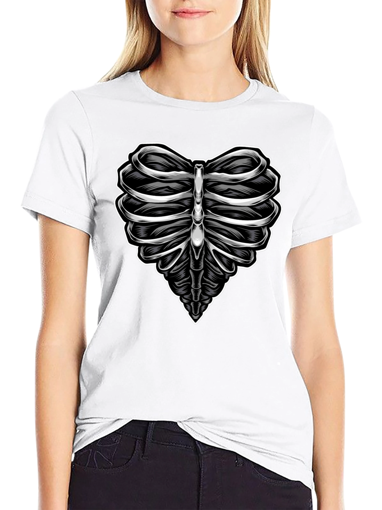 Heart Ribcage Graphic Tee - Anatomical Love T-Shirt