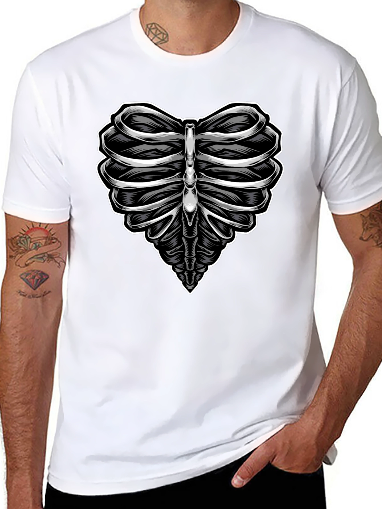 Heart Ribcage Graphic Tee - Anatomical Love T-Shirt