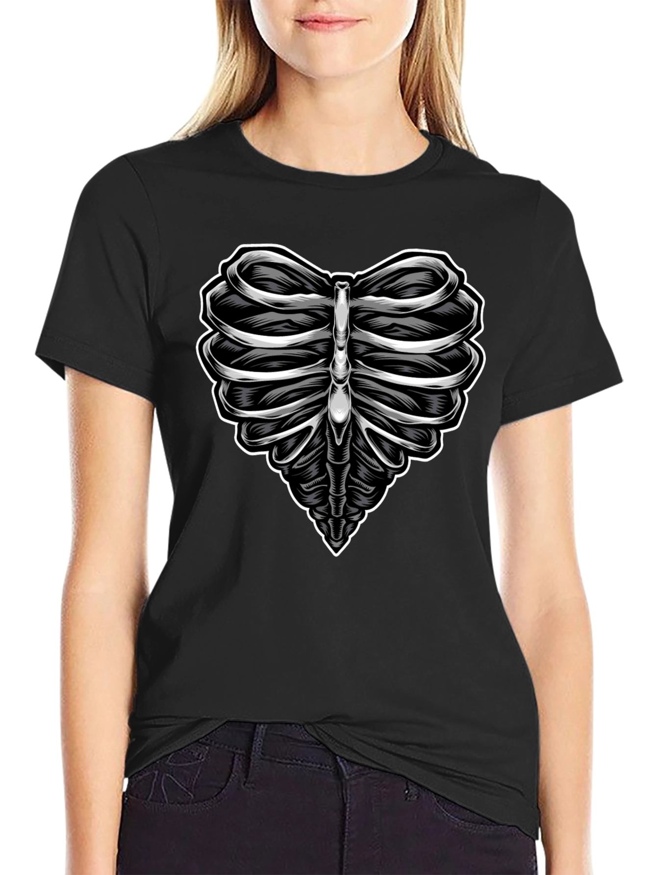 Heart Ribcage Graphic Tee - Anatomical Love T-Shirt
