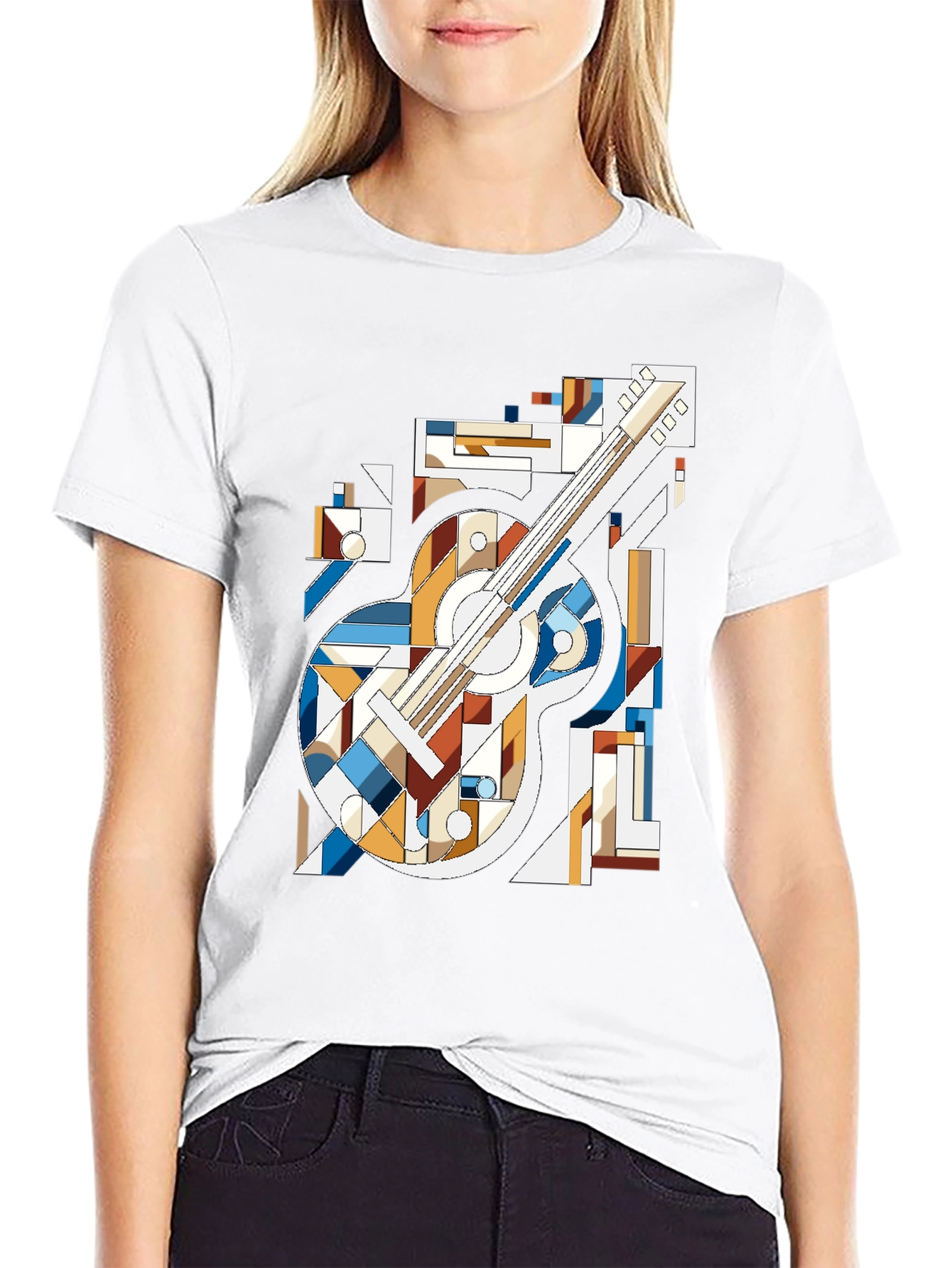 Abstract Guitar Graphic Tee - Modern Music Shirt