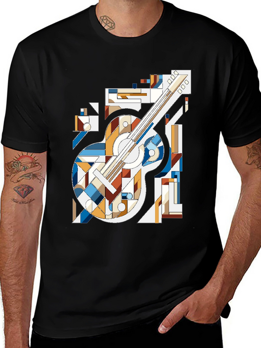 Abstract Guitar Graphic Tee - Modern Music Shirt