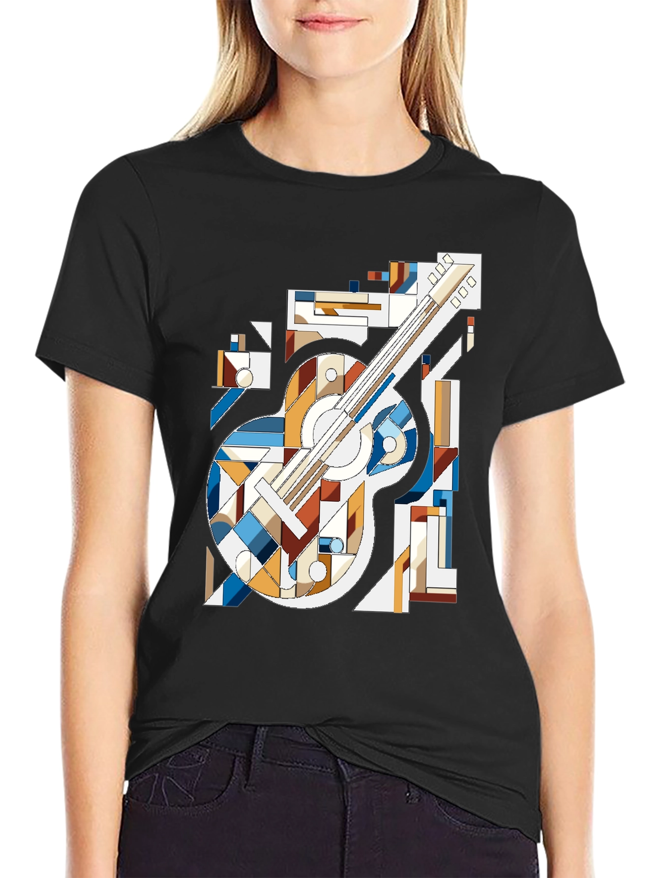 Abstract Guitar Graphic Tee - Modern Music Shirt