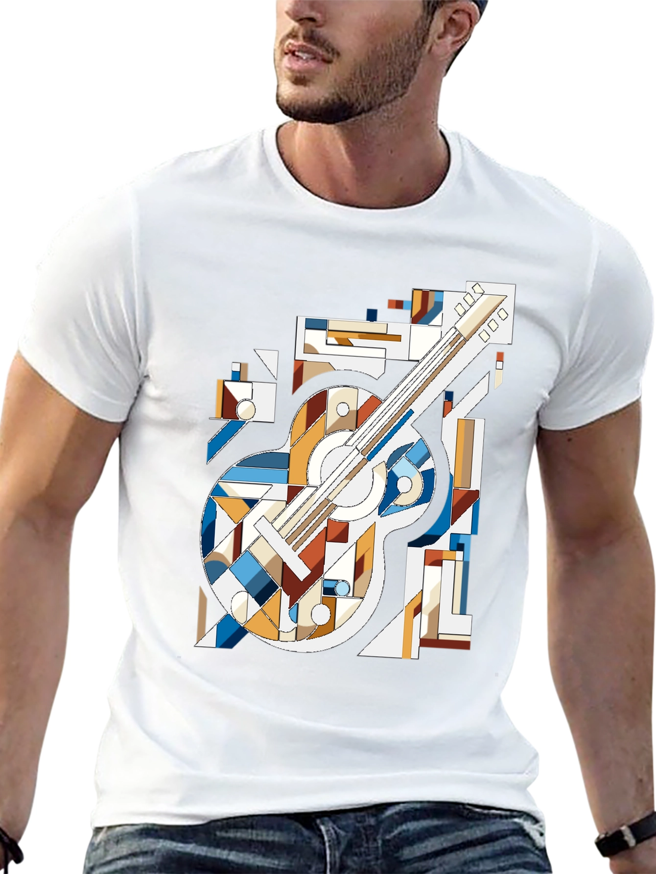 Abstract Guitar Graphic Tee - Modern Music Shirt