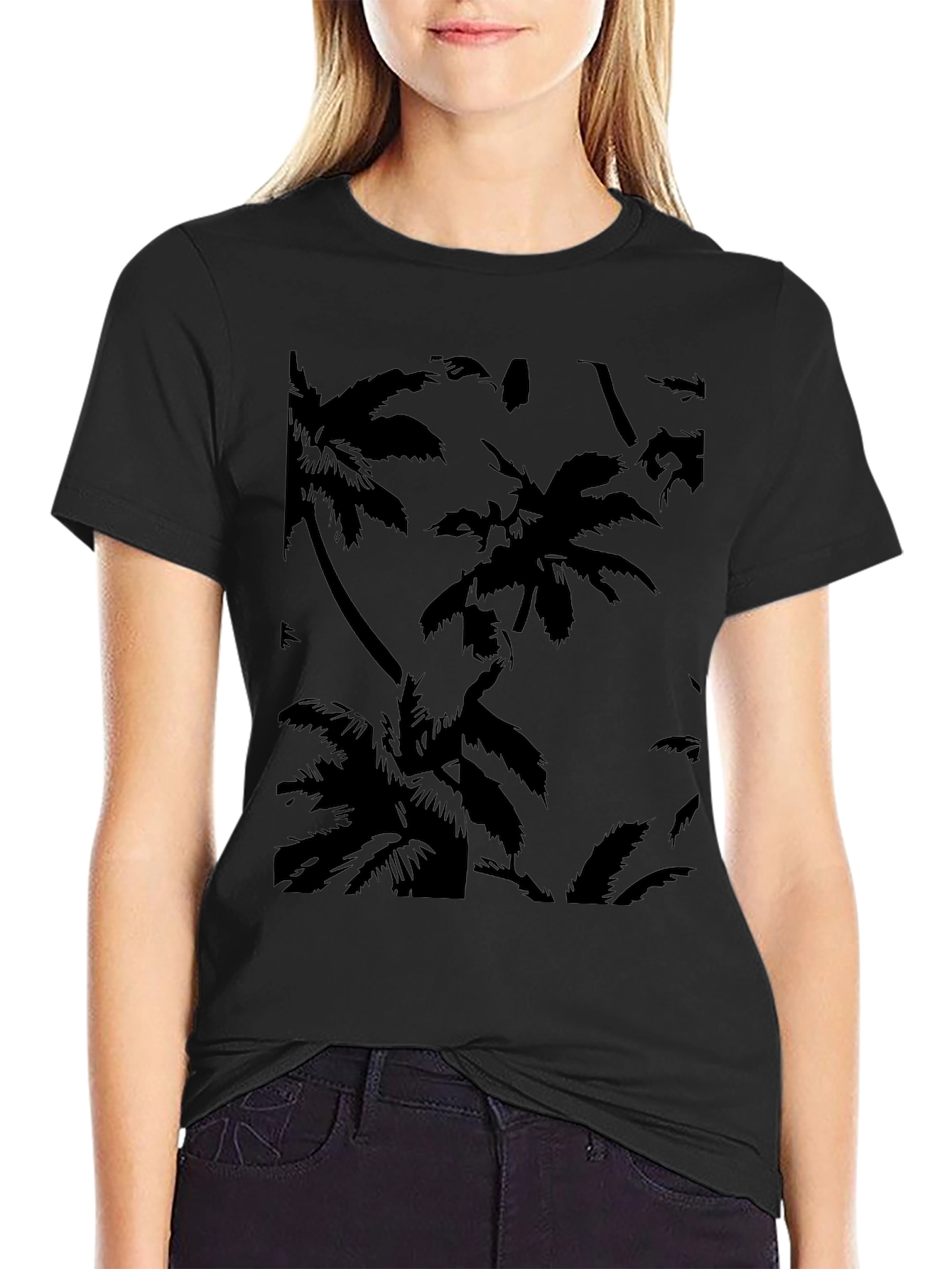Tropical Palm Tree Black Graphic T-Shirt