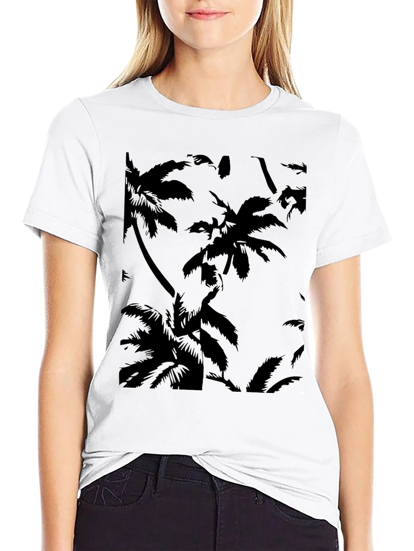 Tropical Palm Tree Black Graphic T-Shirt