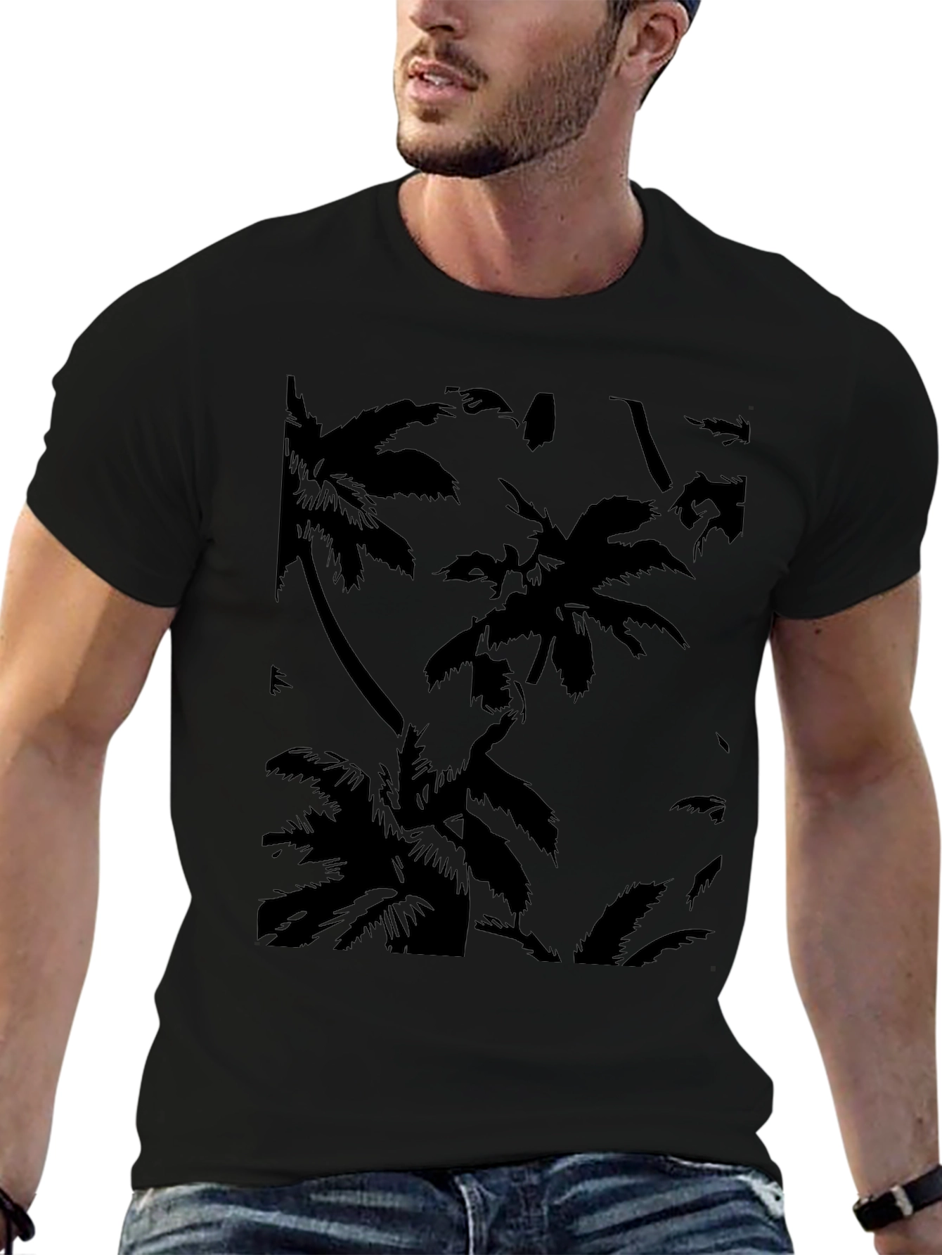 Tropical Palm Tree Black Graphic T-Shirt