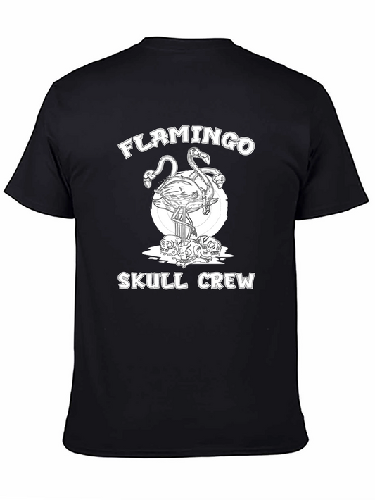 Flamingo Skull Crew Graphic T-Shirt