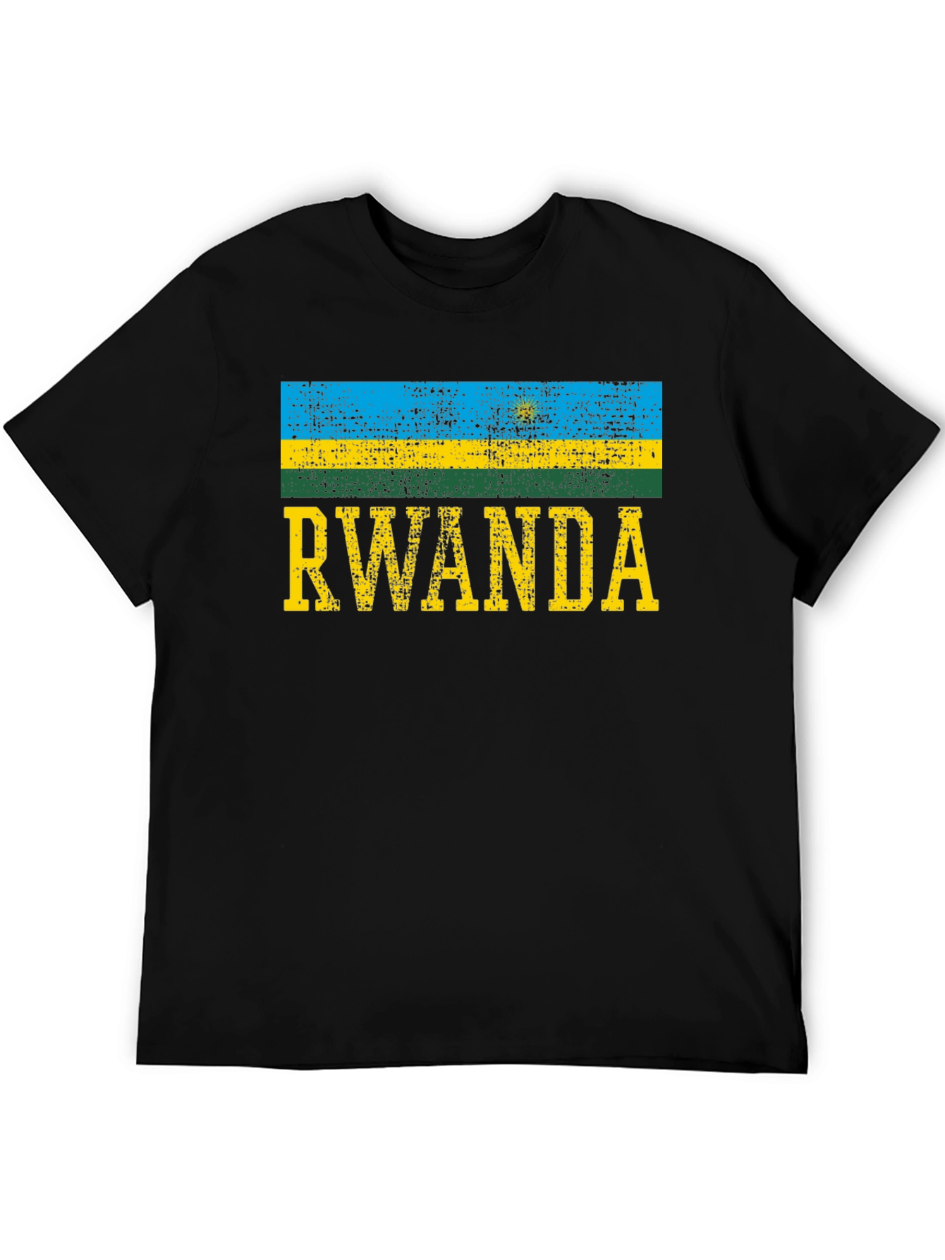 Rwanda Flag T-Shirt - Distressed Look