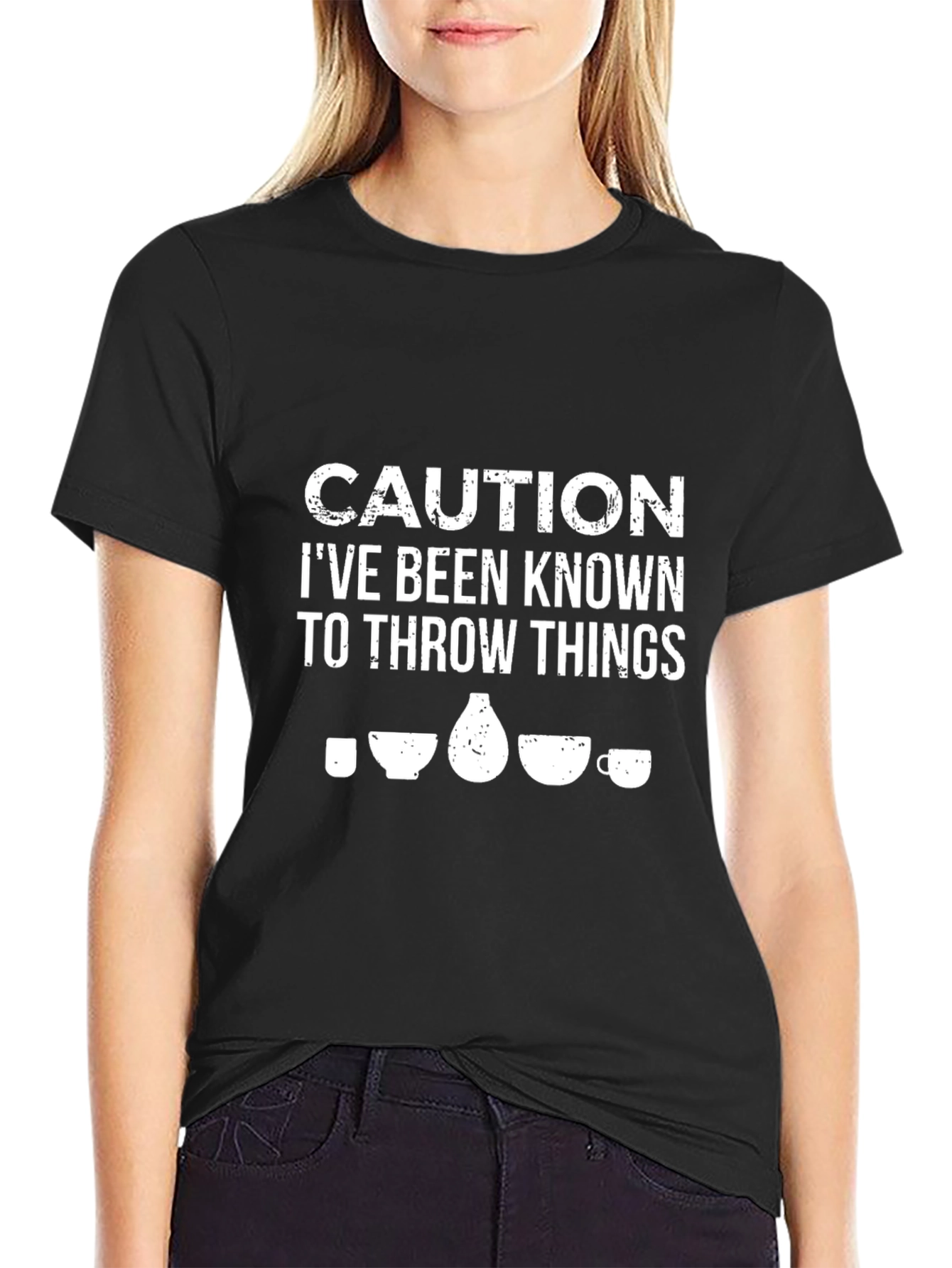 Caution I Throw Things Pottery T-Shirt