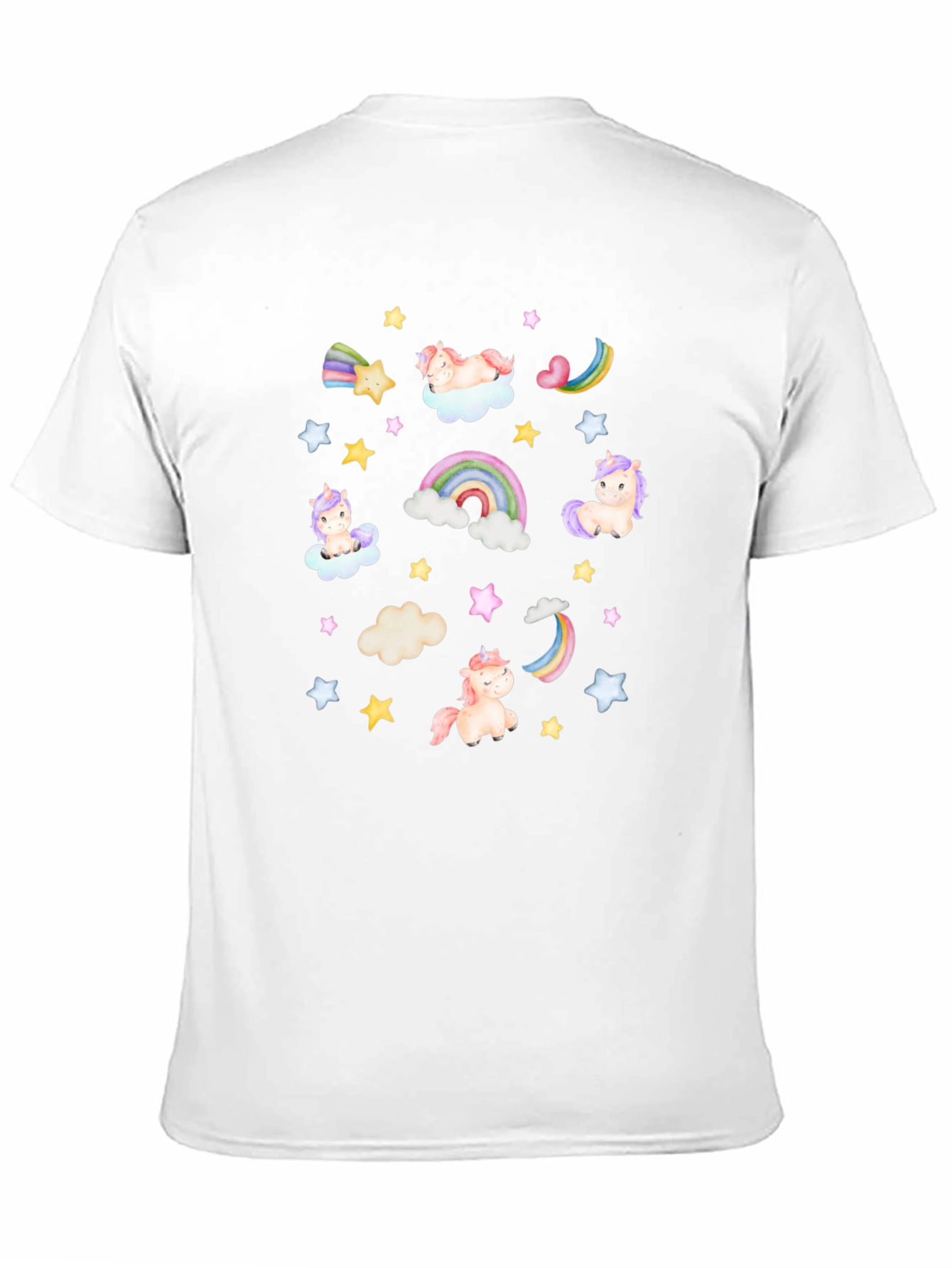 Unicorns Rainbows Stars Black T-Shirt