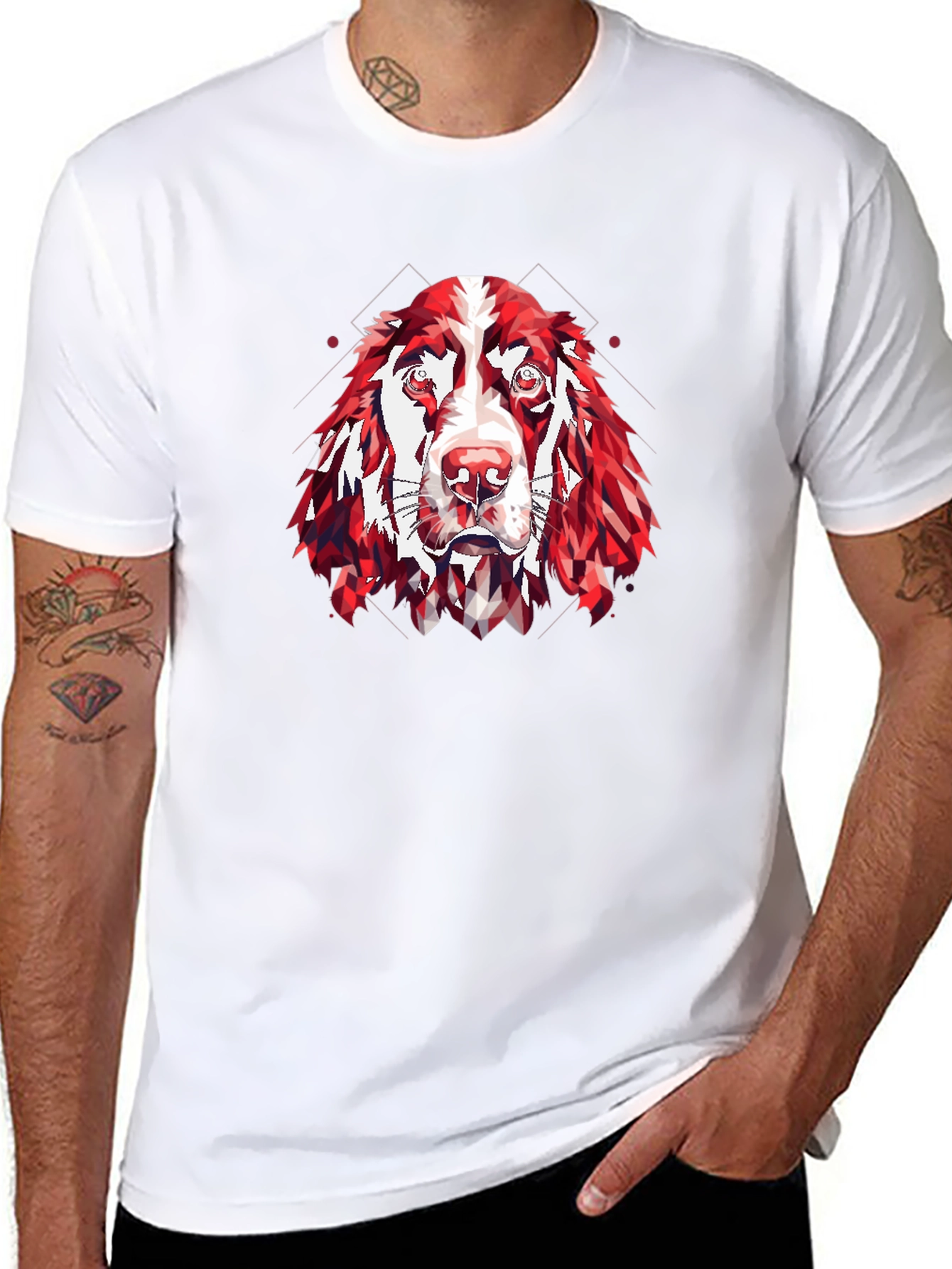 Geometric Dog Graphic Tee - Modern Canine Style